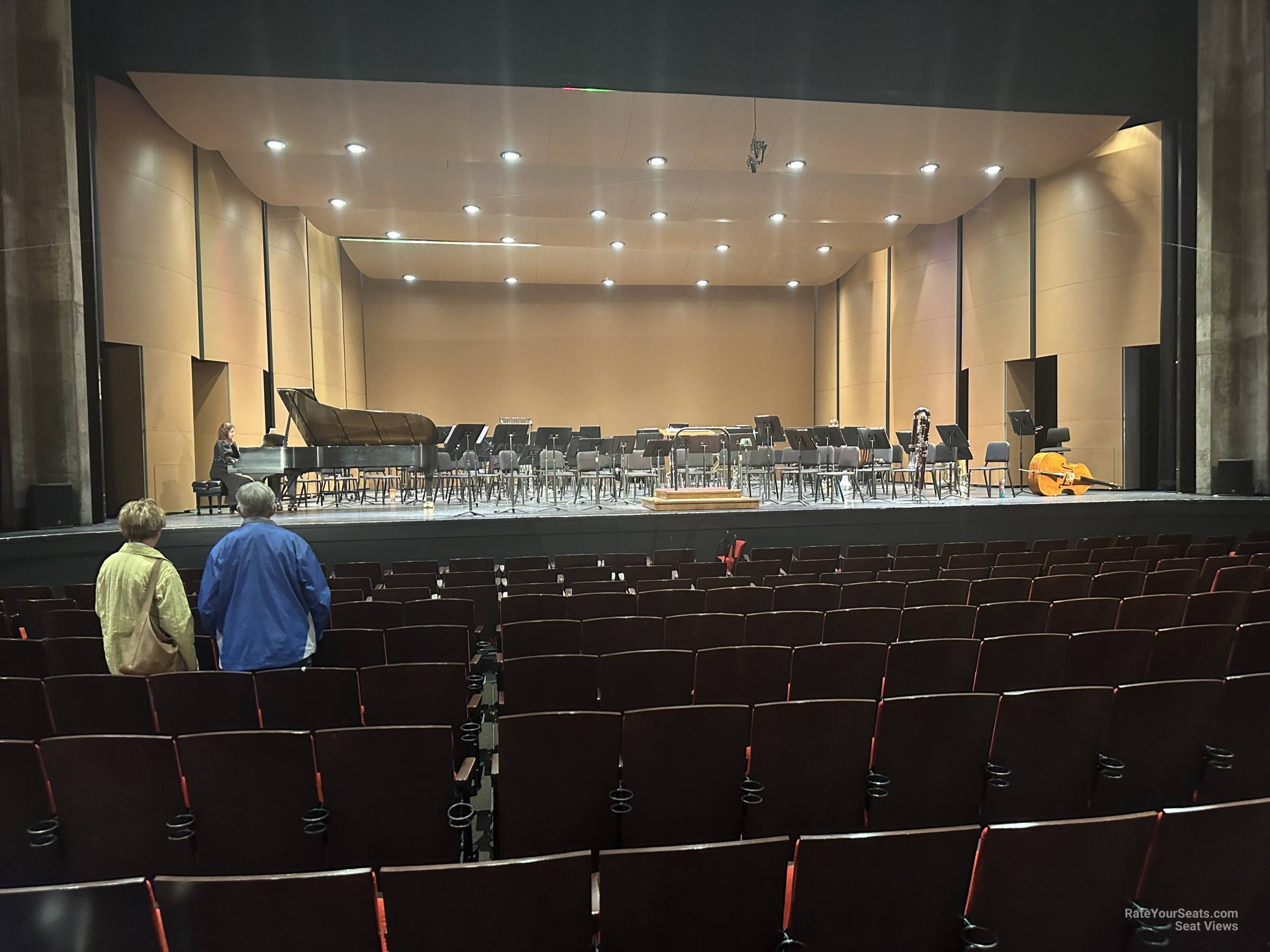 view from main floor row h seat view - clowes memorial hall