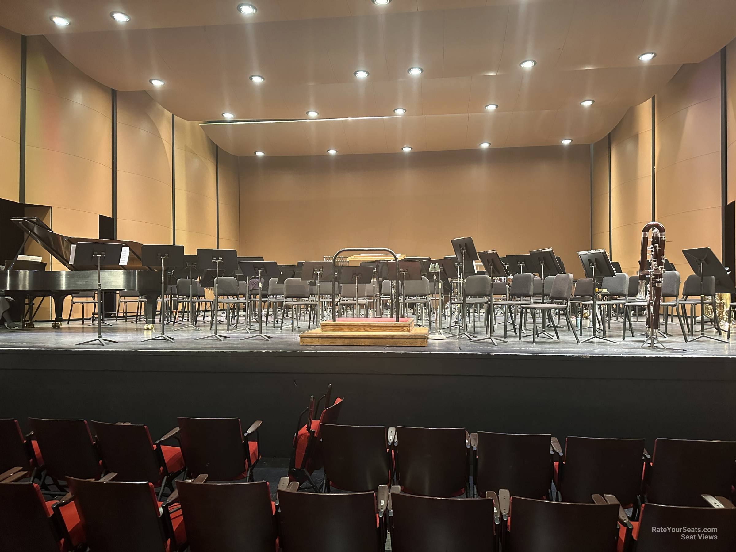 view from orchestra pit seat view - clowes memorial hall