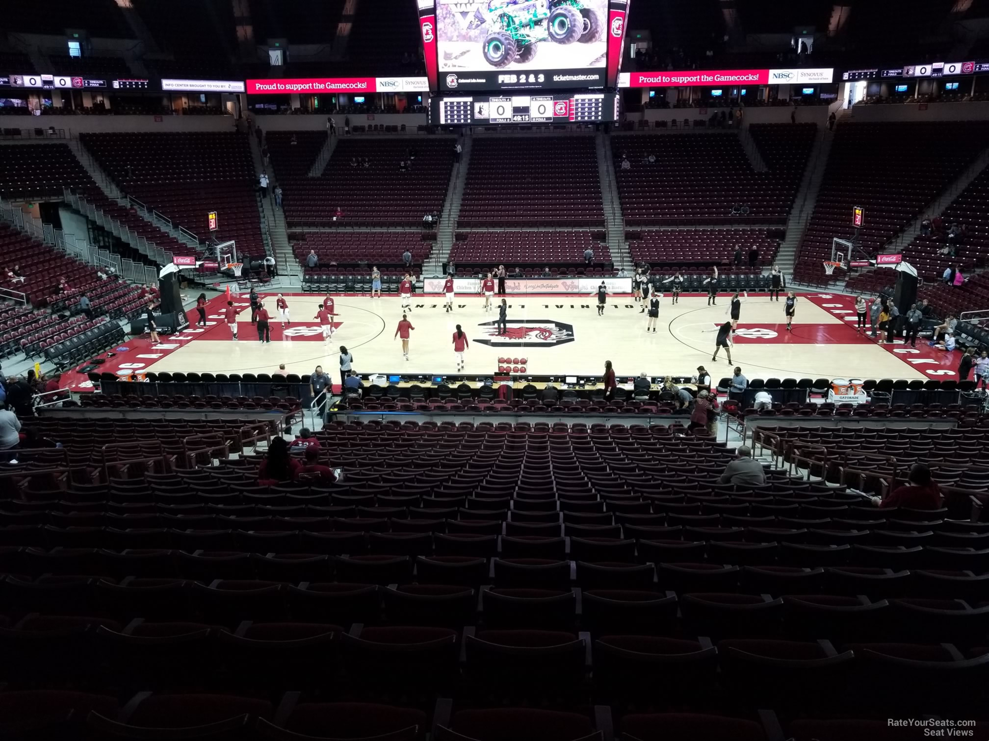 section 105, row 25 seat view  for basketball - colonial life arena