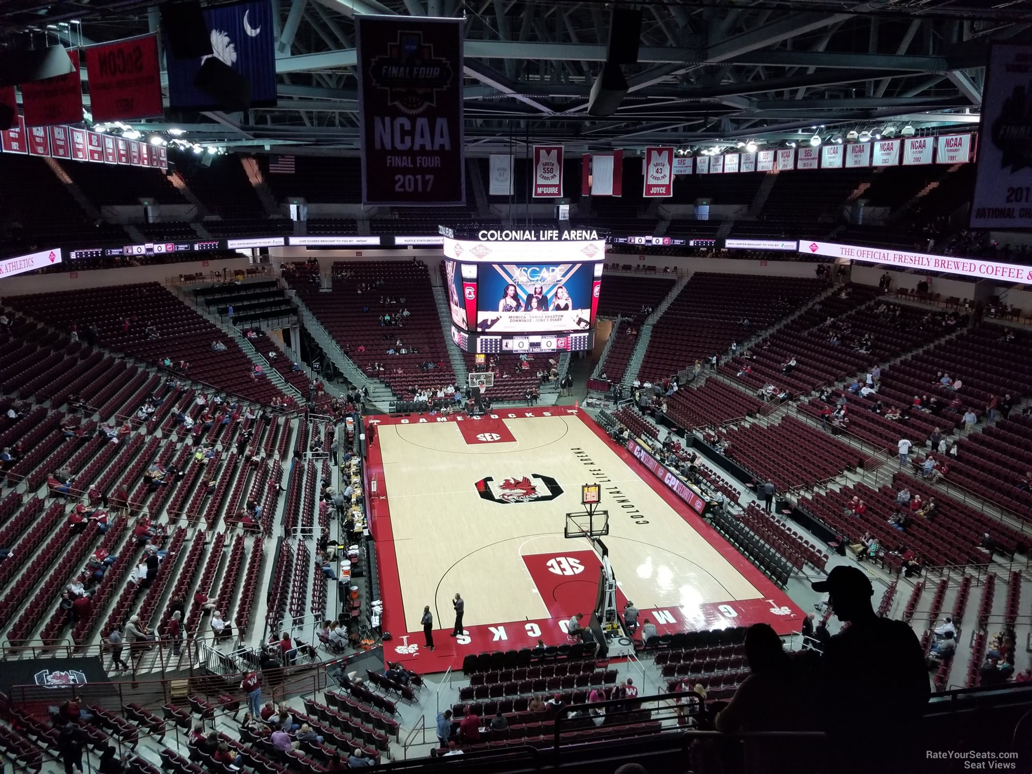 section 202, row 7 seat view  for basketball - colonial life arena