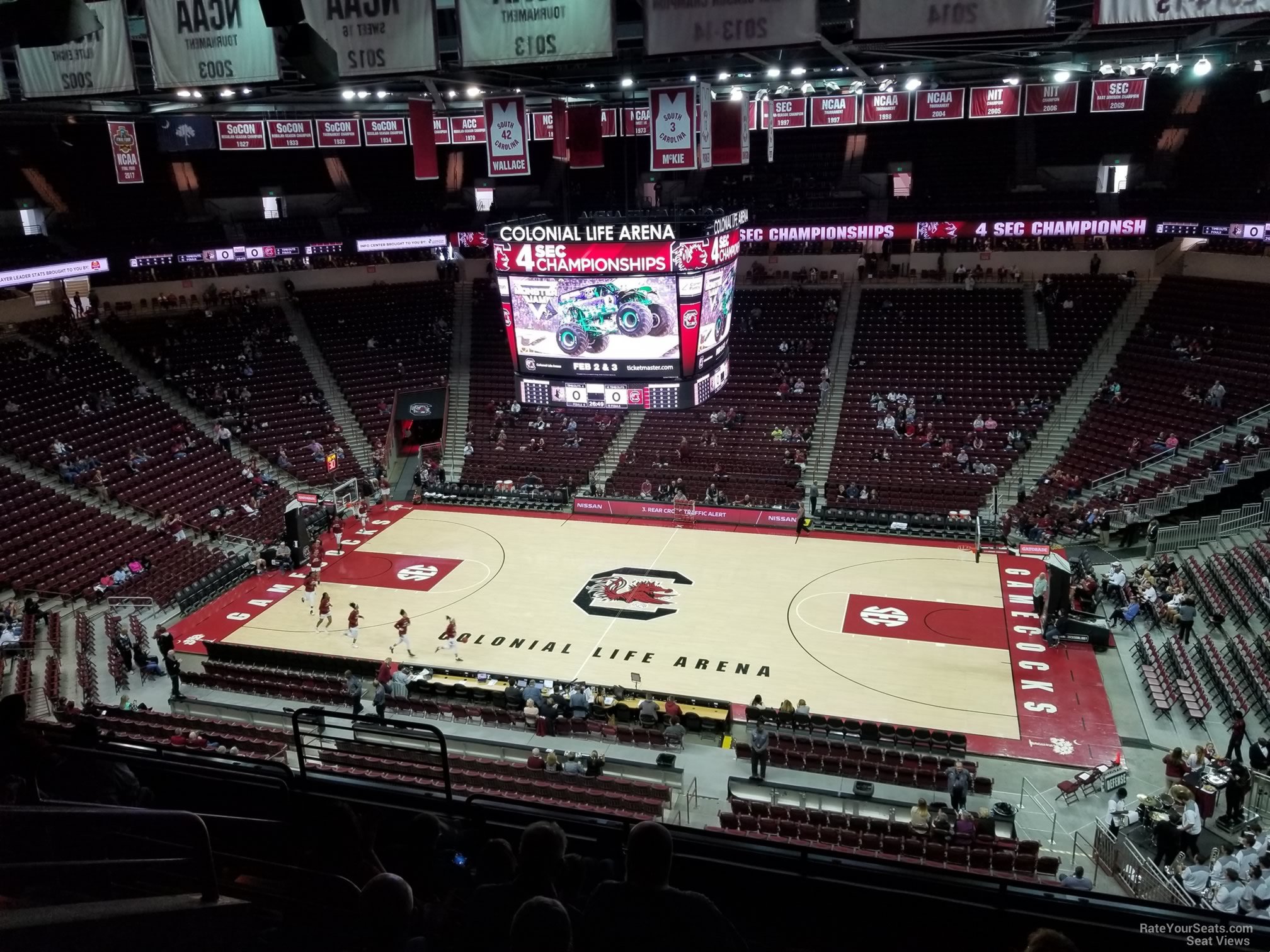 section 221, row 7 seat view  for basketball - colonial life arena