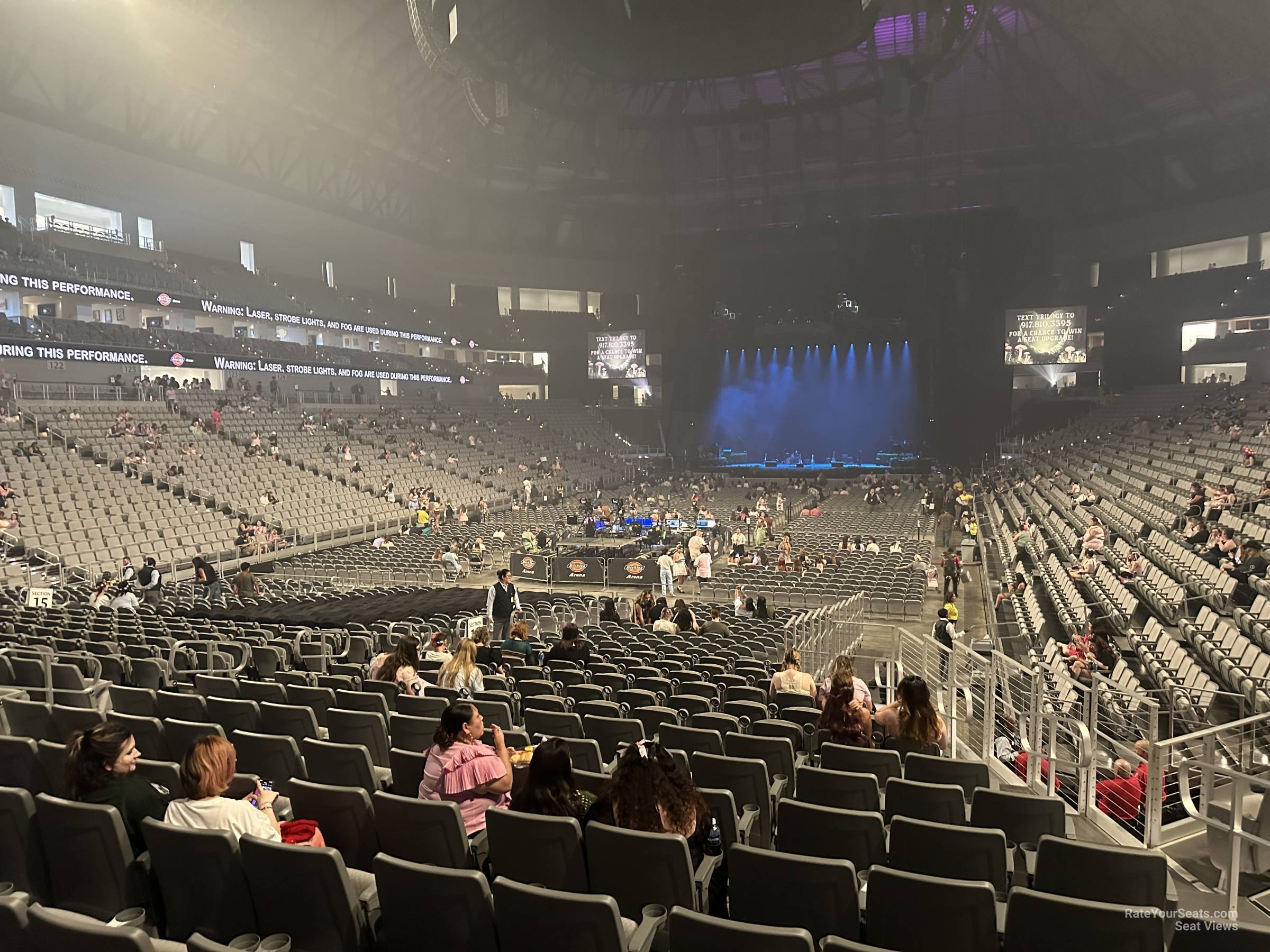 section 114, row 15 seat view  for concert - dickies arena