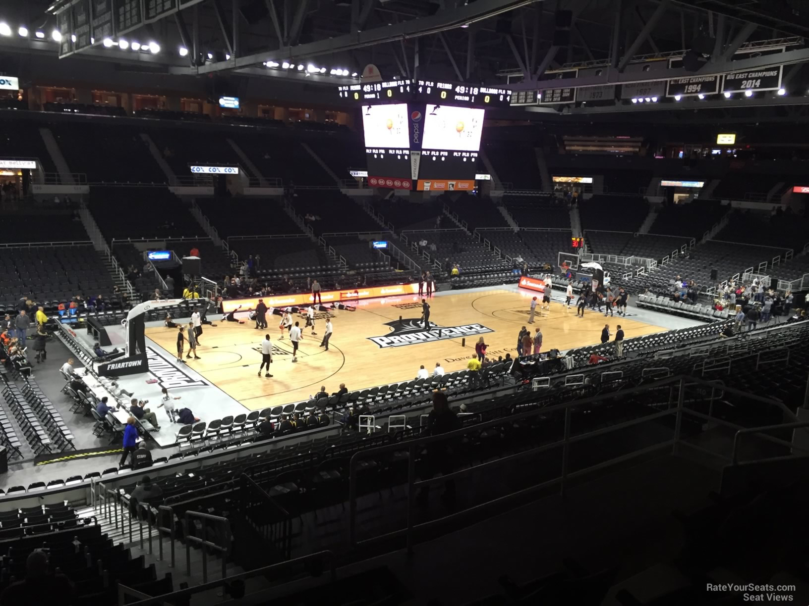 section 214, row f seat view  for basketball - amica mutual pavilion