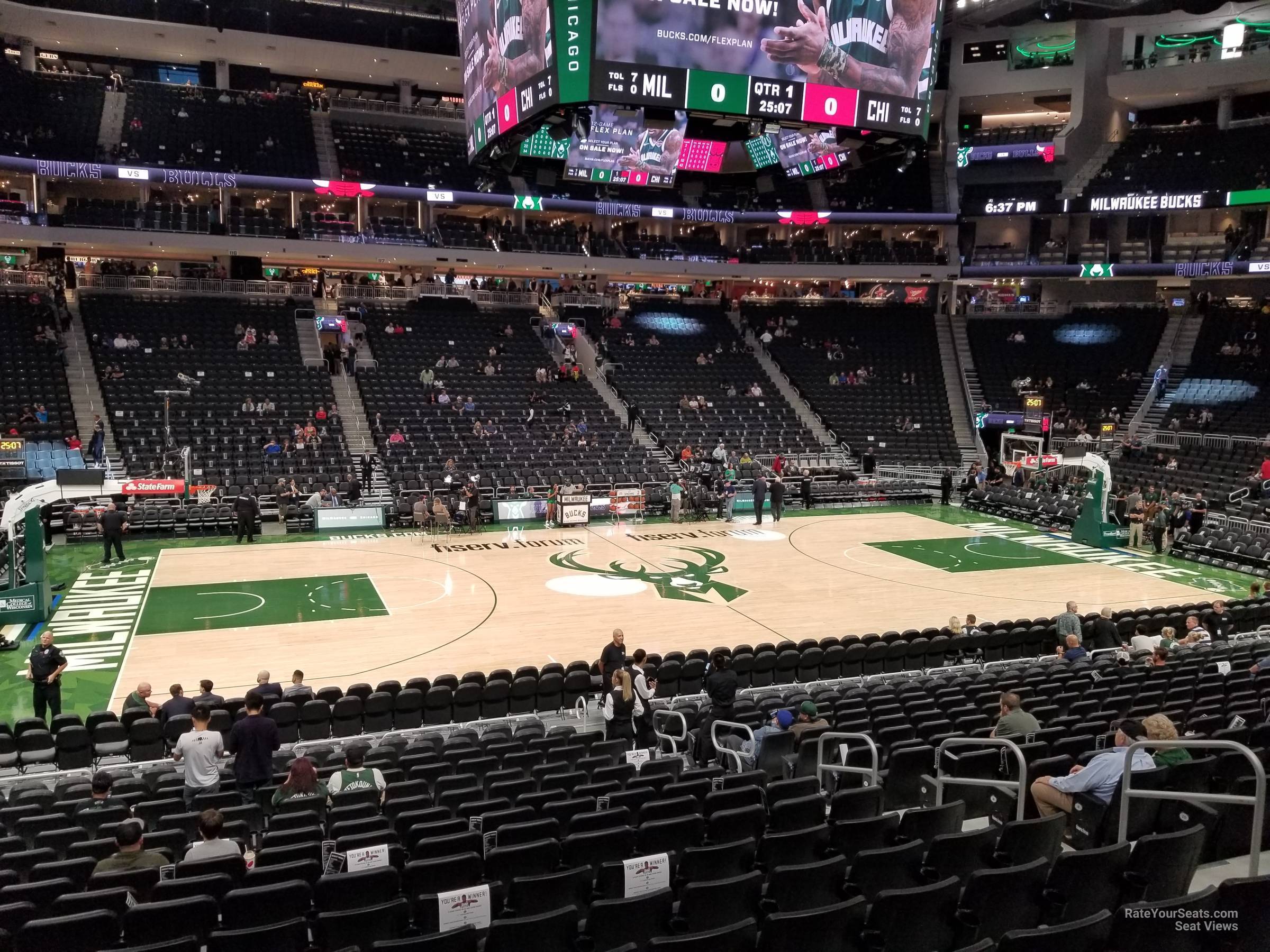 section 107, row 16 seat view  for basketball - fiserv forum