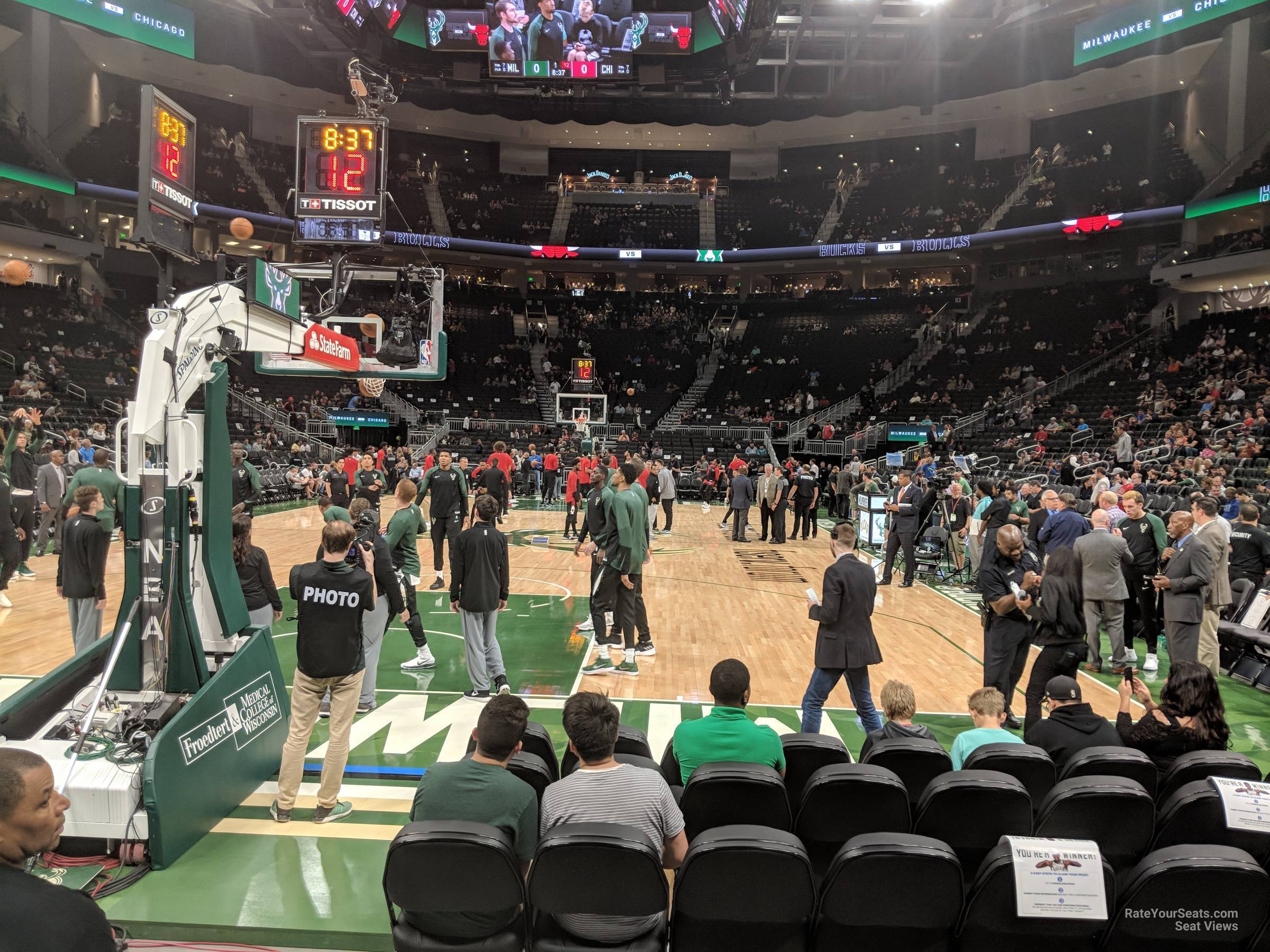 section 122, row 3 seat view  for basketball - fiserv forum