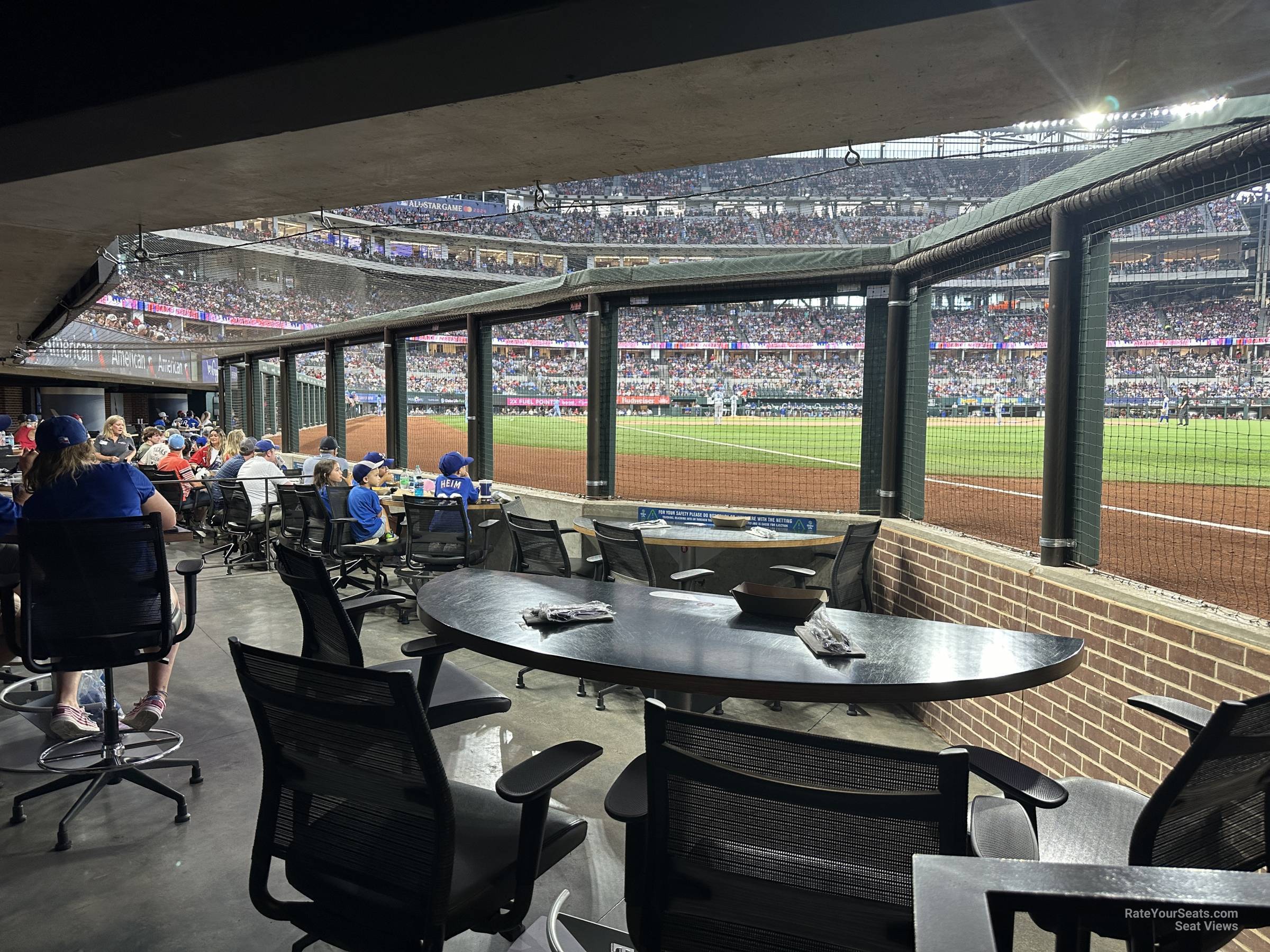 first base lounge table seat view  for baseball - globe life field