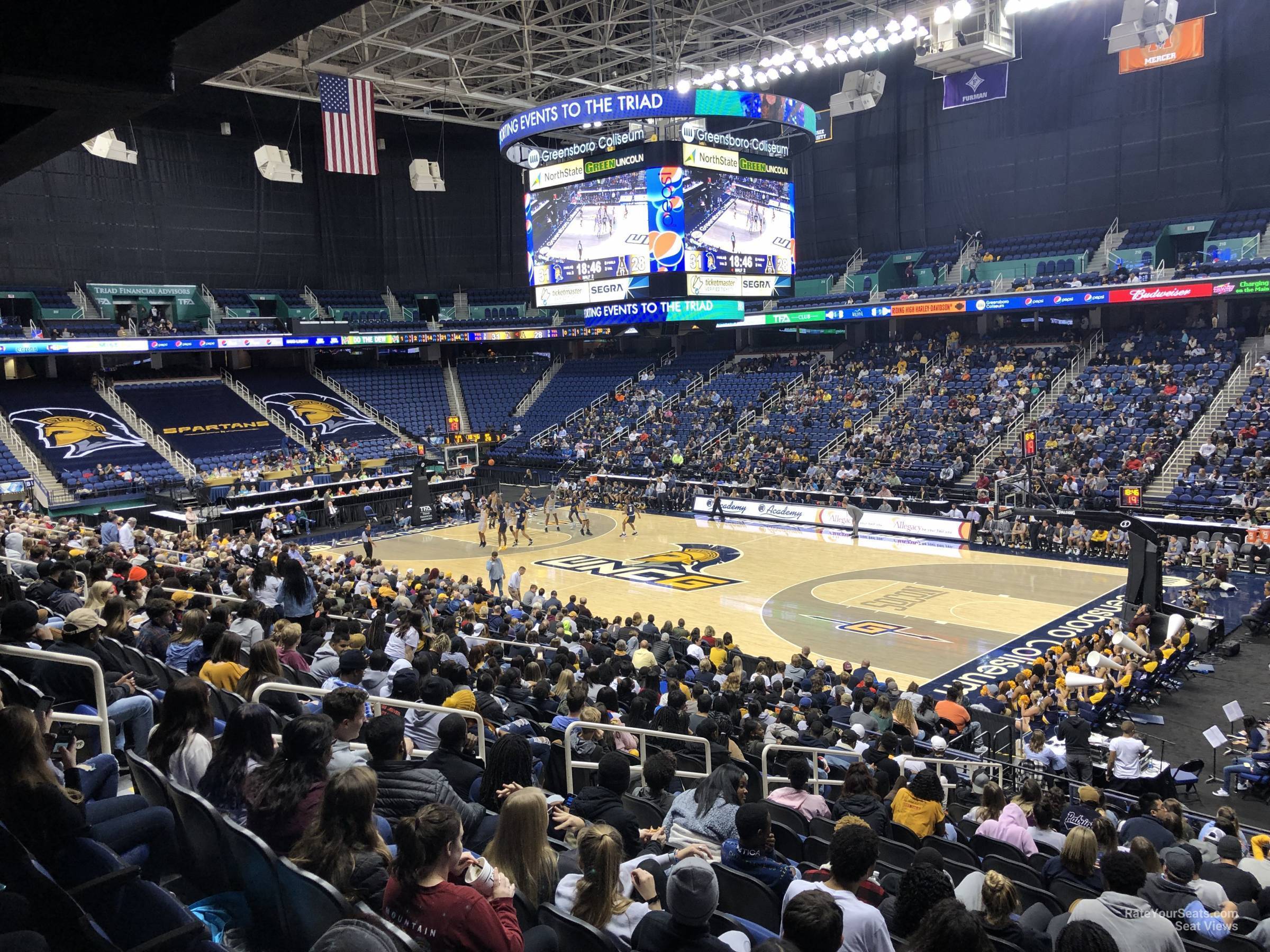 section 128, row ss seat view  for basketball - greensboro coliseum