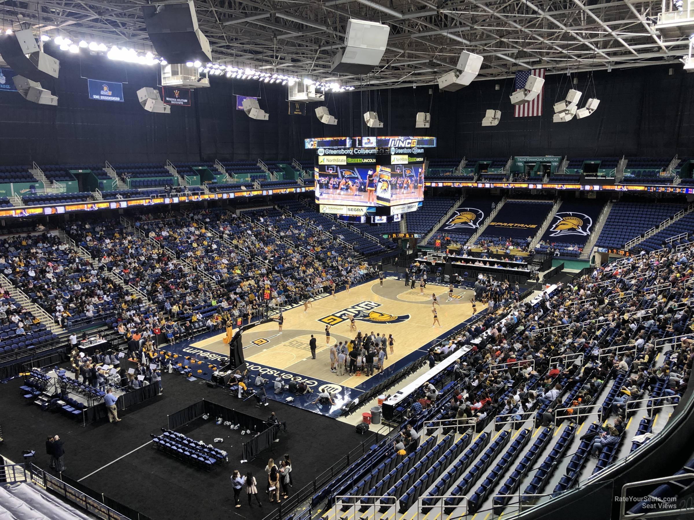 section 205, row g seat view  for basketball - greensboro coliseum