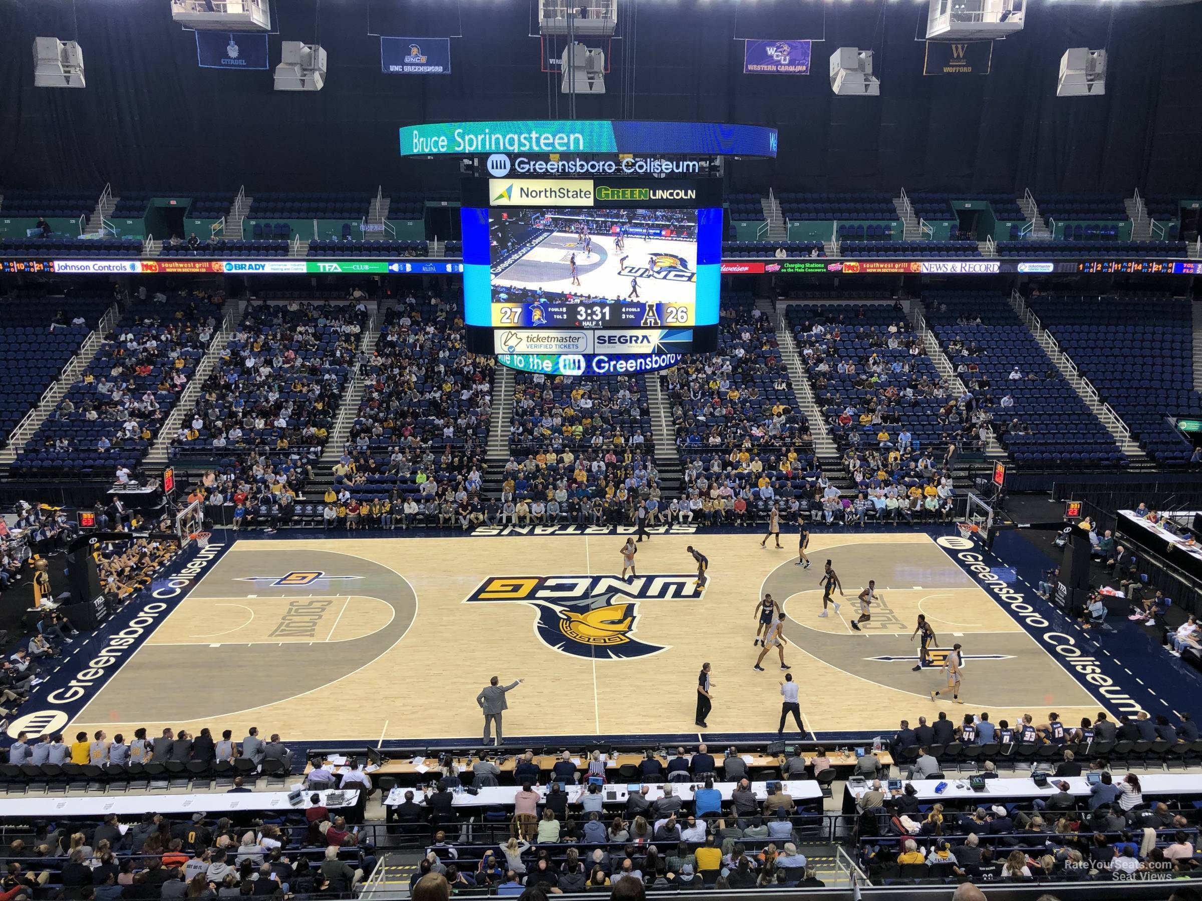 section 211, row g seat view  for basketball - greensboro coliseum