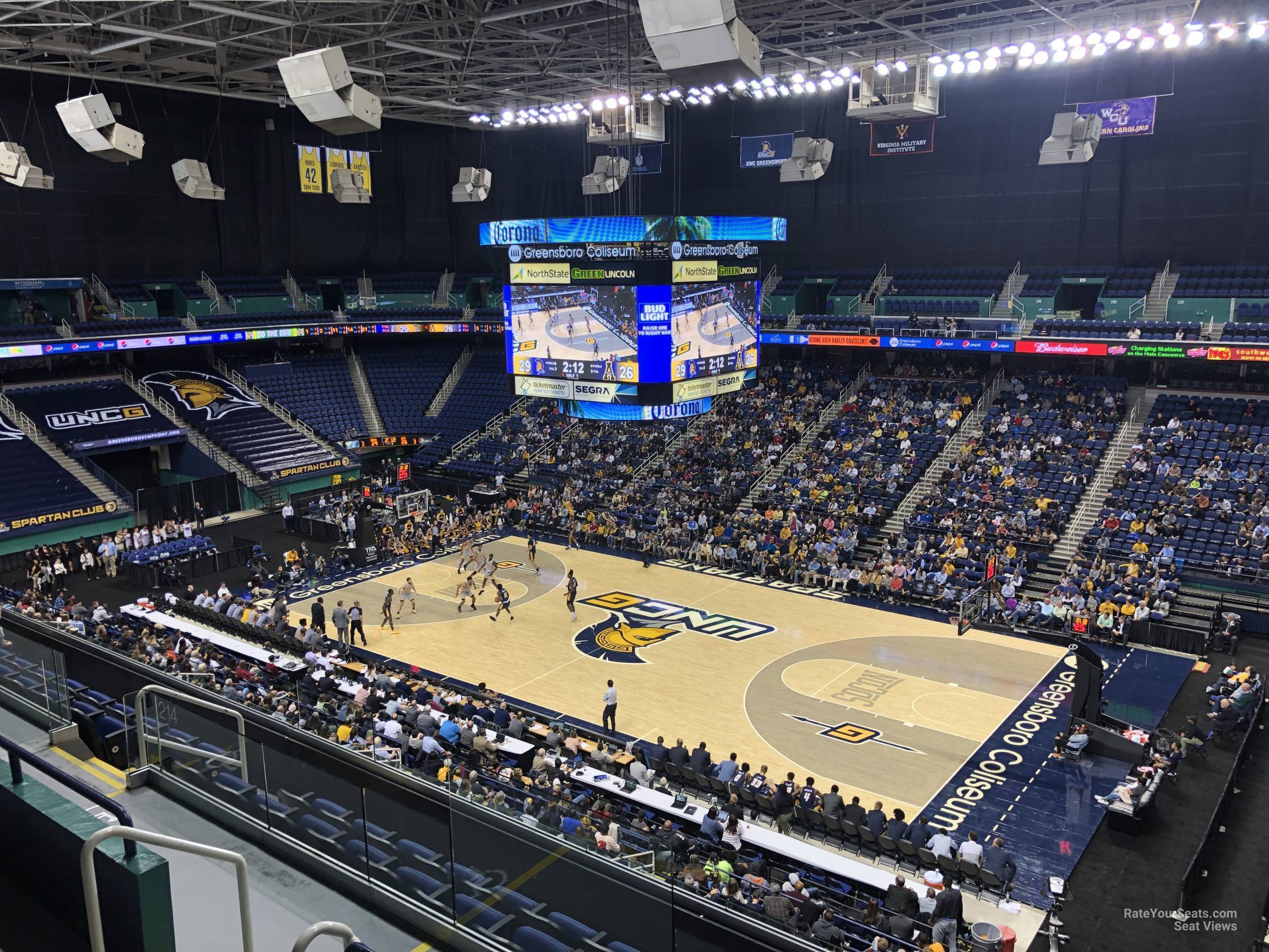section 214, row g seat view  for basketball - greensboro coliseum