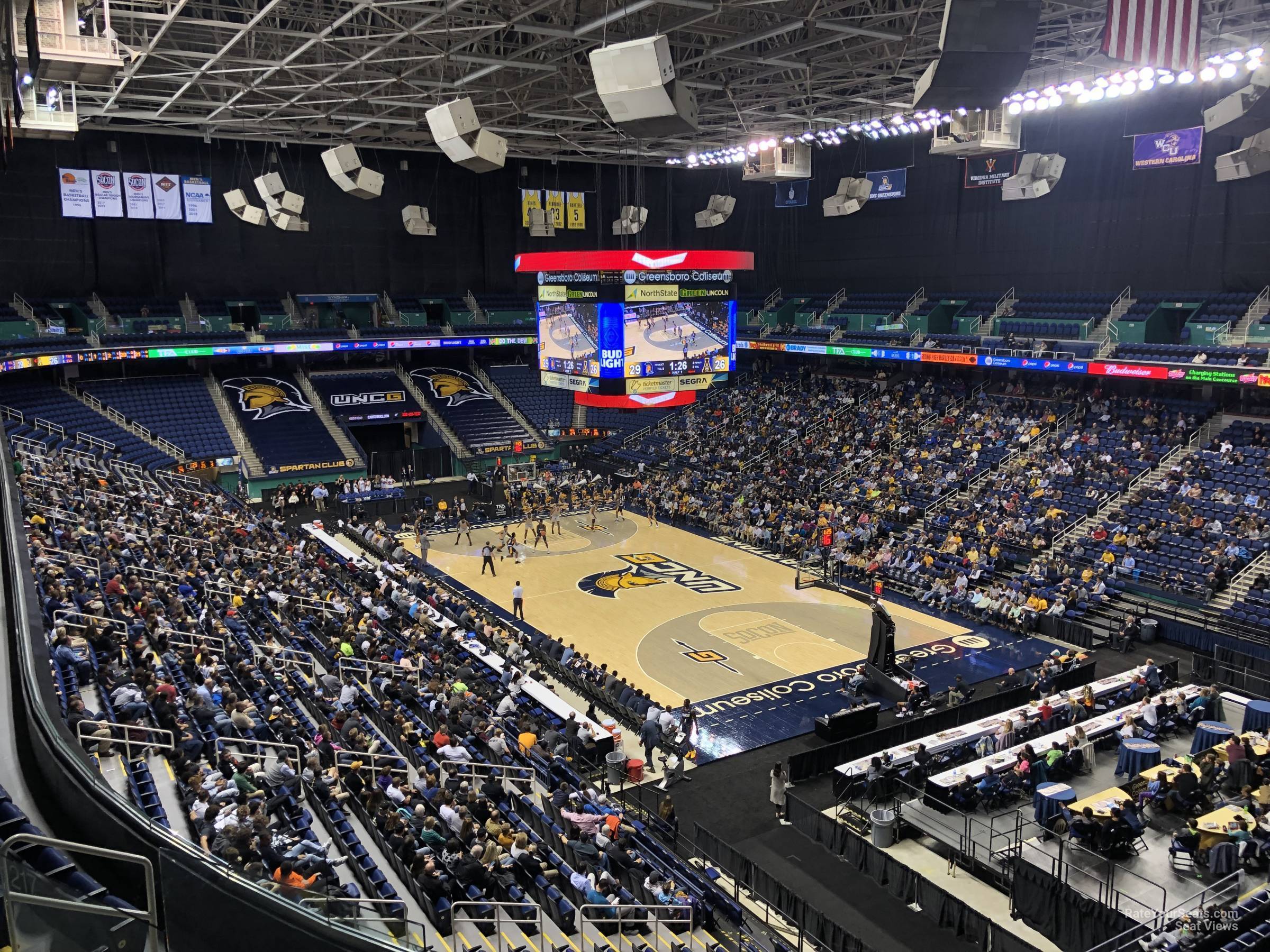 section 217, row g seat view  for basketball - greensboro coliseum