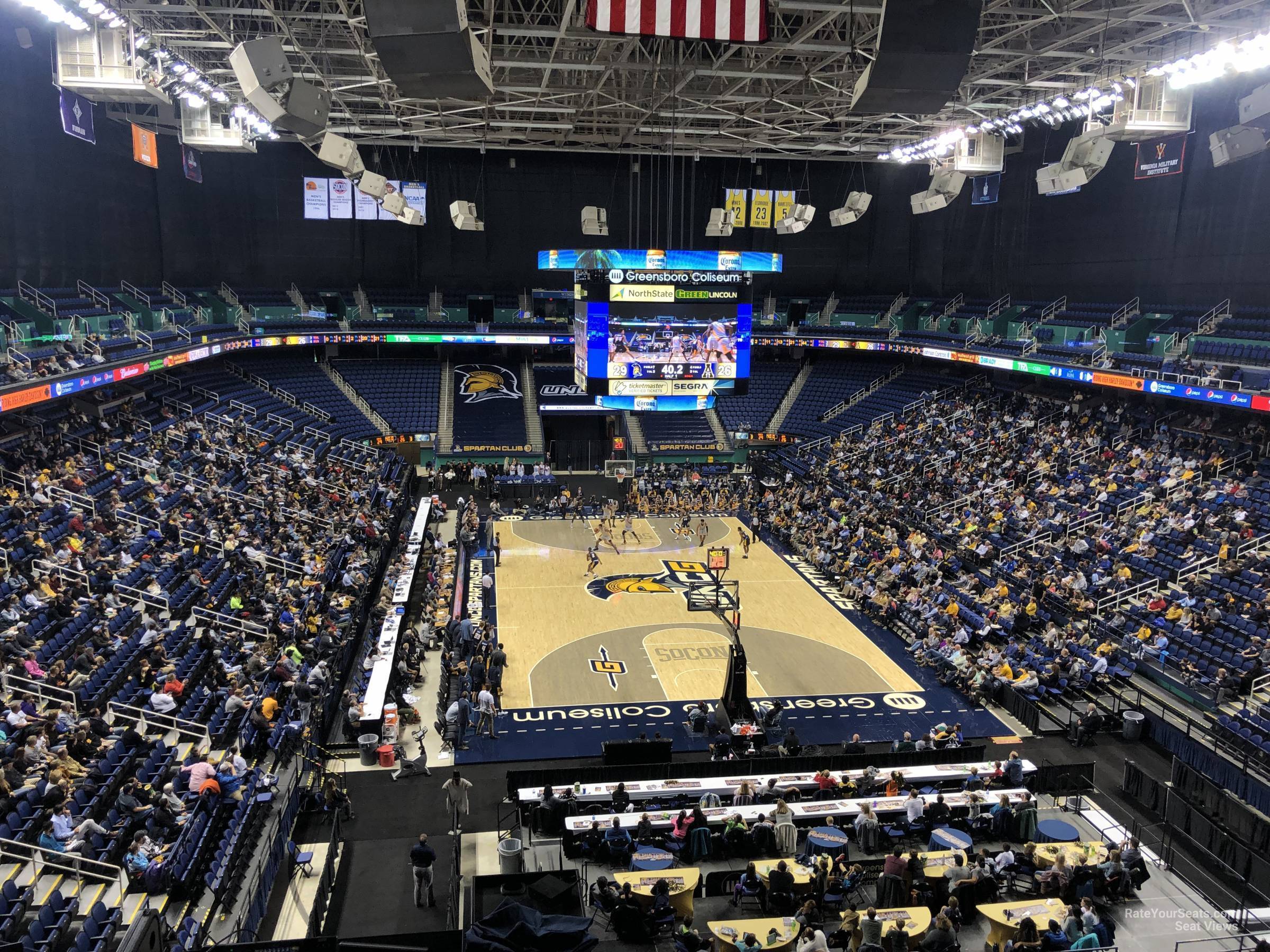 section 220, row g seat view  for basketball - greensboro coliseum