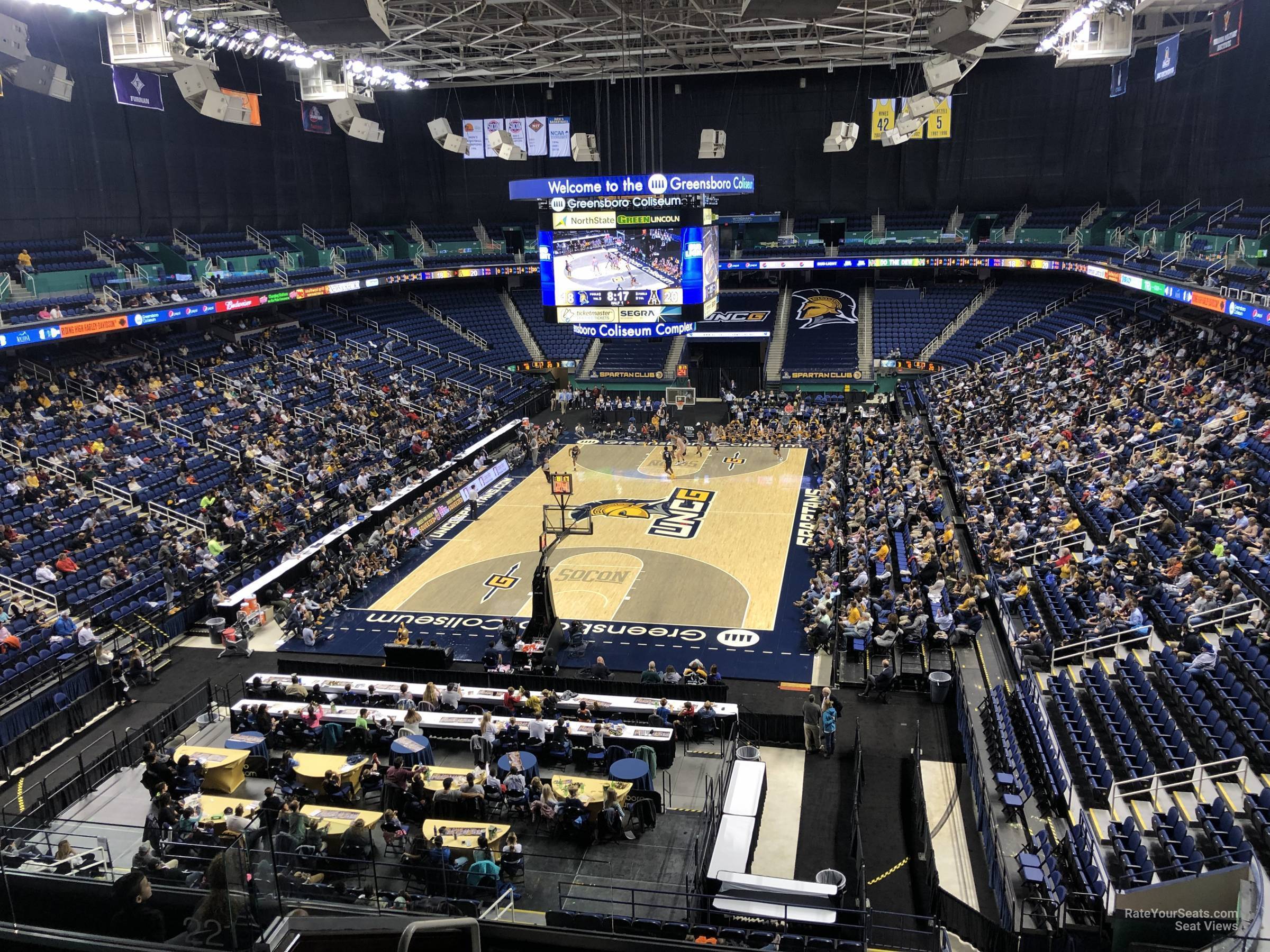 section 222, row g seat view  for basketball - greensboro coliseum