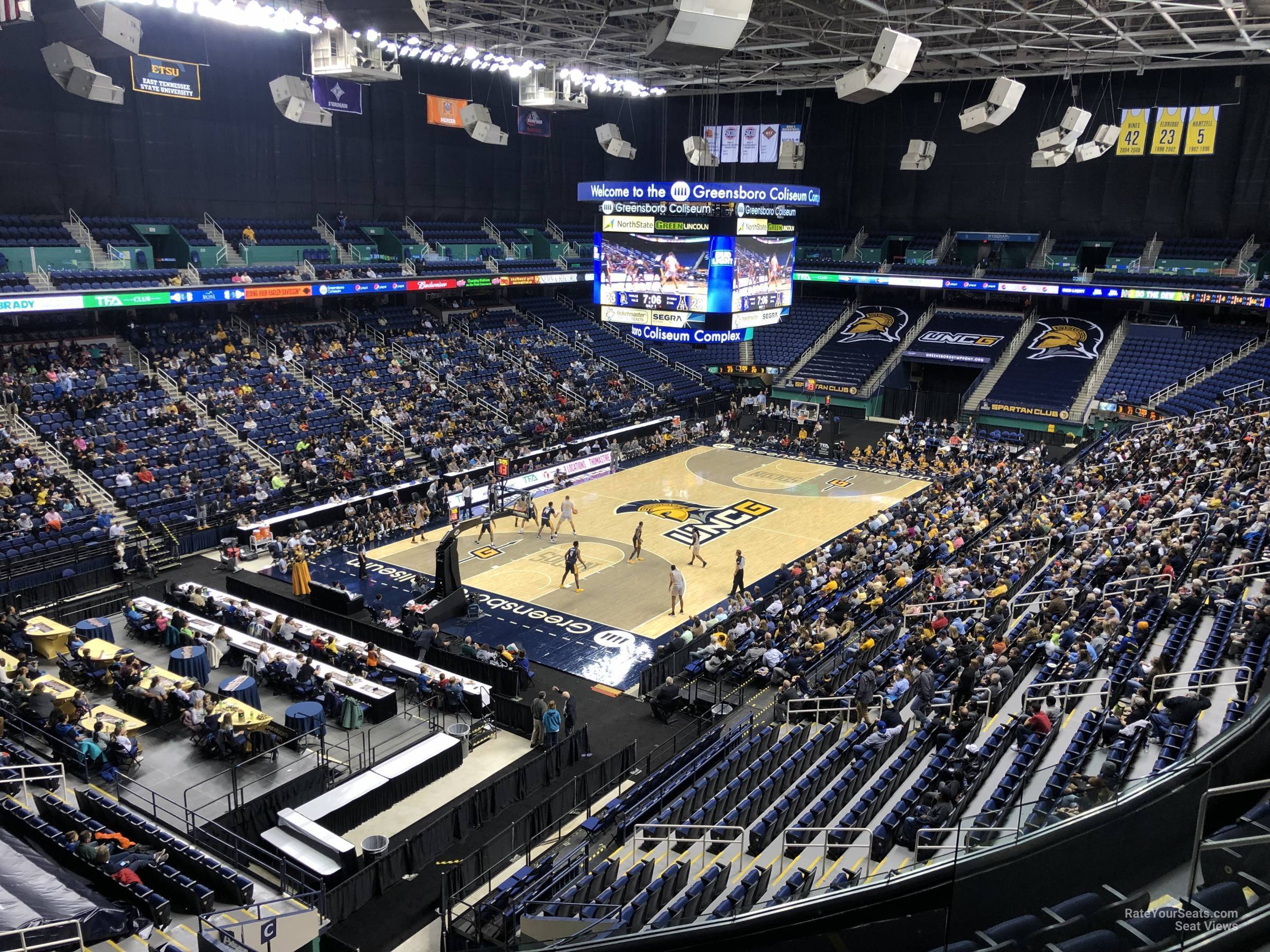 section 225, row g seat view  for basketball - greensboro coliseum