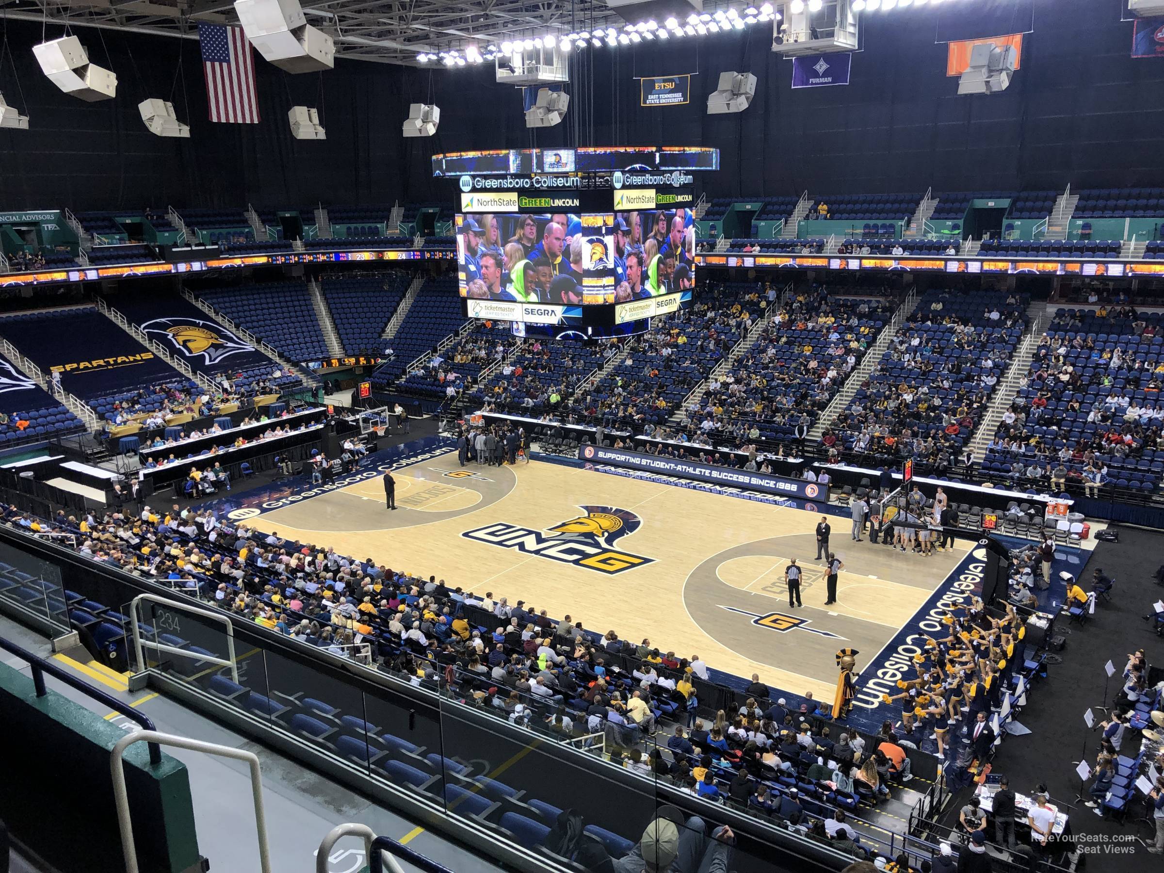 section 234, row g seat view  for basketball - greensboro coliseum