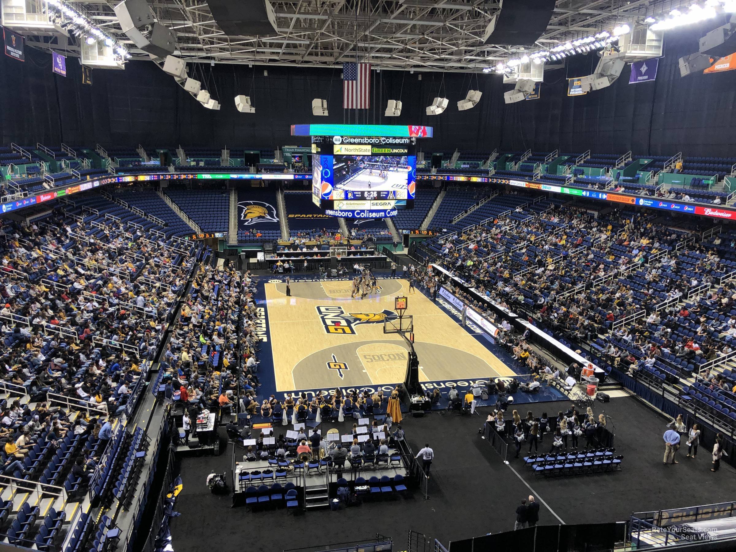 section 240, row g seat view  for basketball - greensboro coliseum