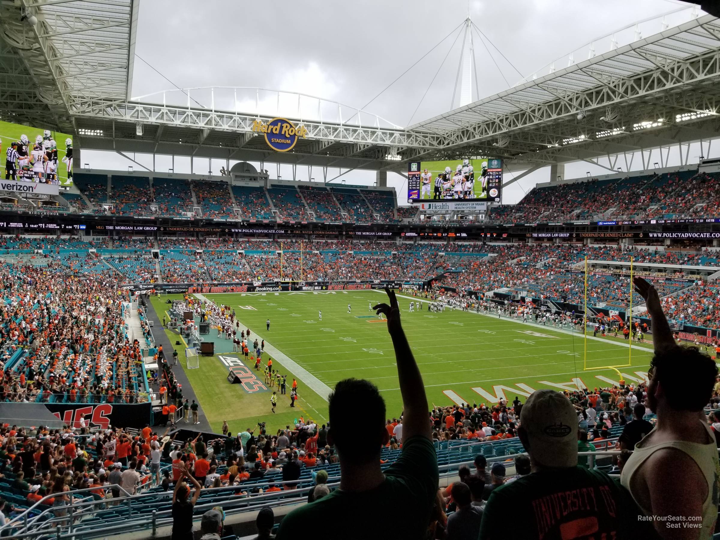 section 208, row 10 seat view  for football - hard rock stadium