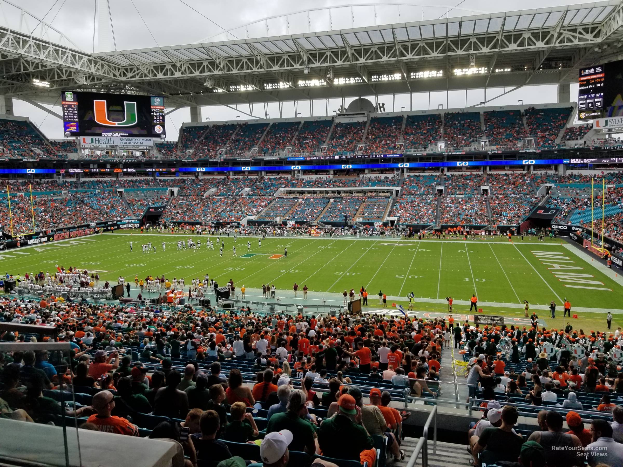 section 215, row 10 seat view  for football - hard rock stadium