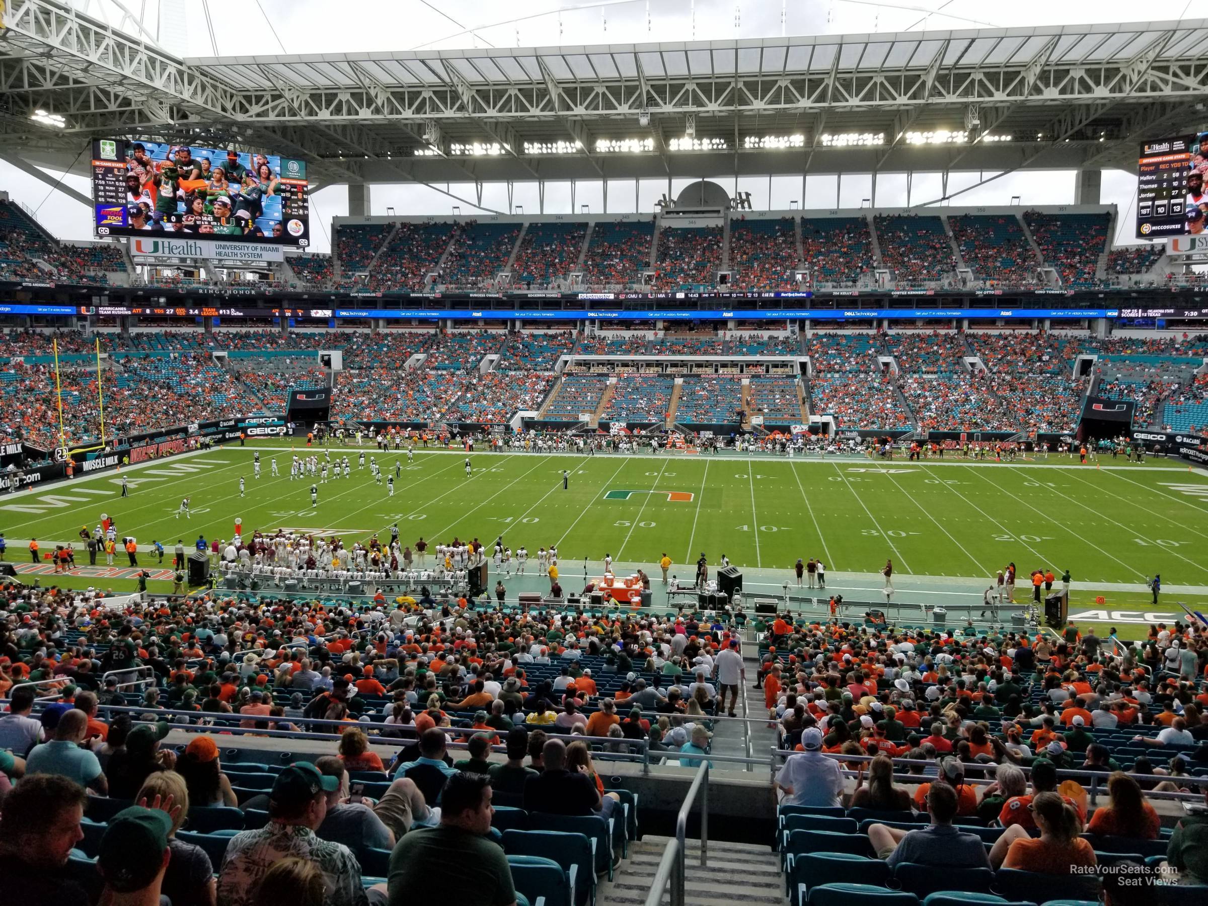 section 217, row 10 seat view  for football - hard rock stadium
