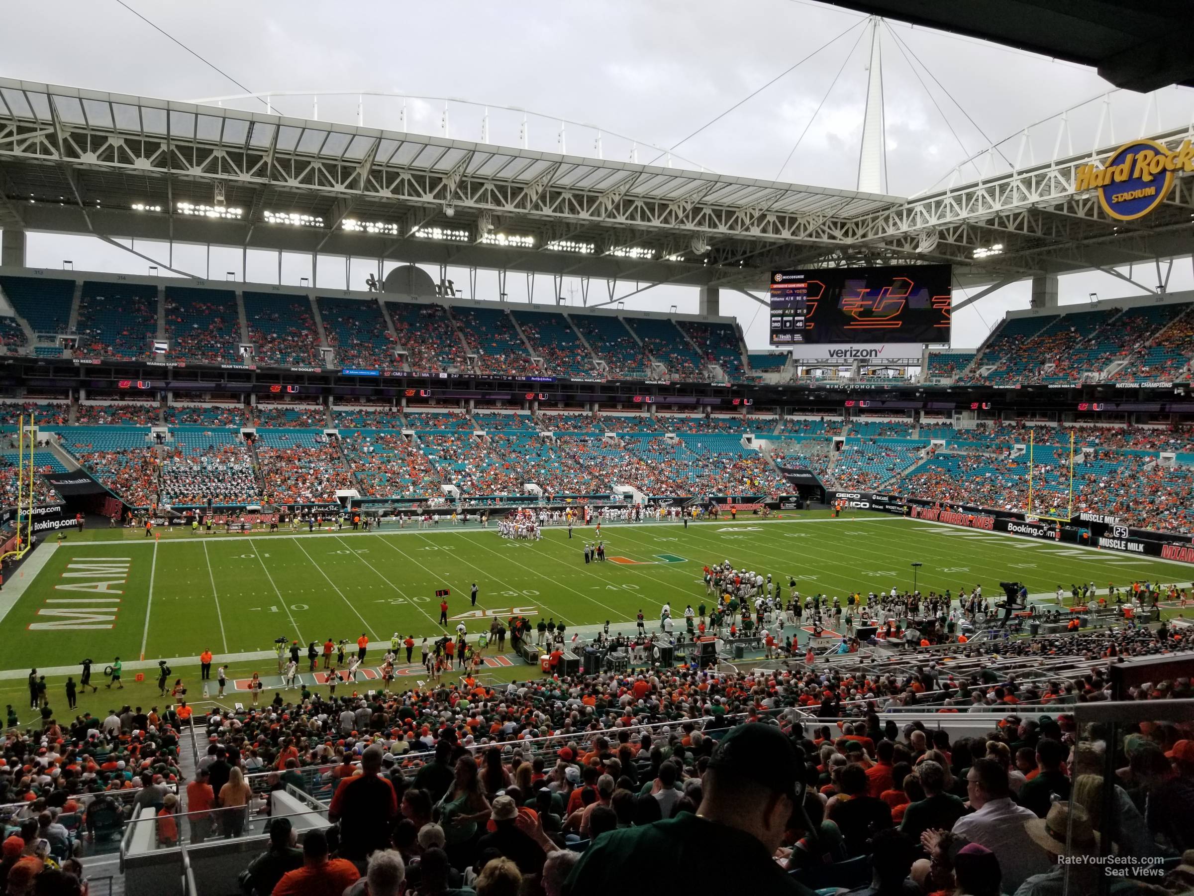 section 250, row 19 seat view  for football - hard rock stadium