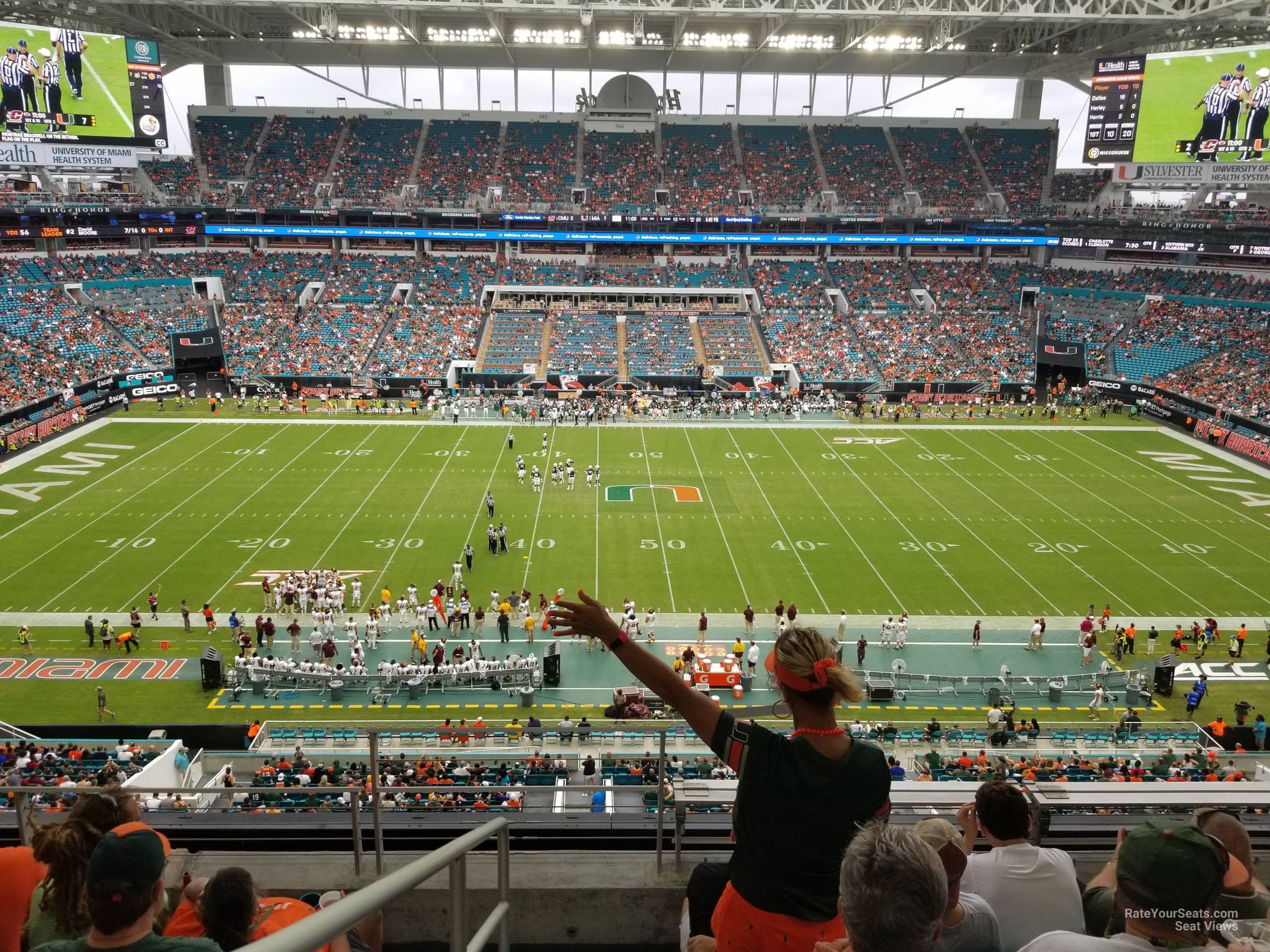 section 318, row 5 seat view  for football - hard rock stadium