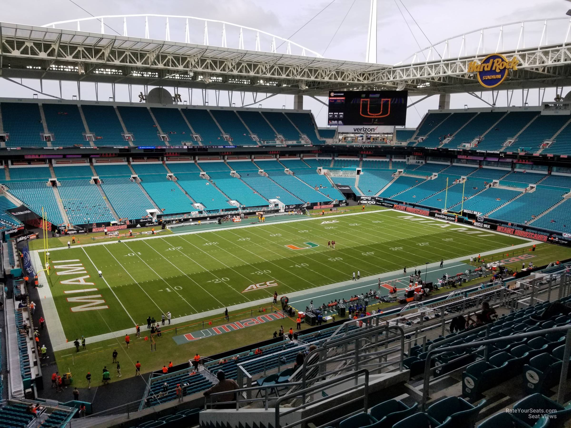 section 351, row 15 seat view  for football - hard rock stadium