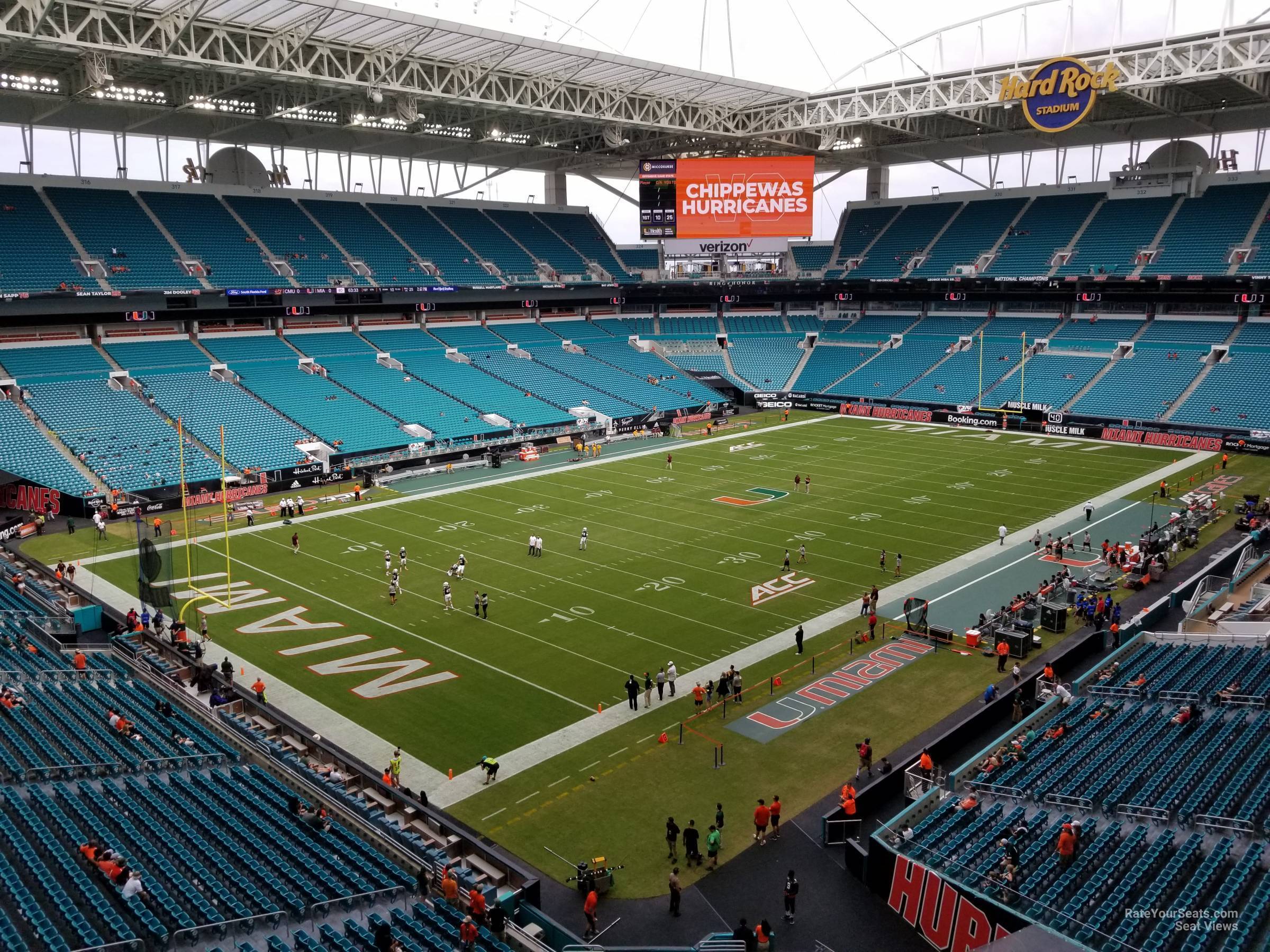 section 354, row 2w seat view  for football - hard rock stadium