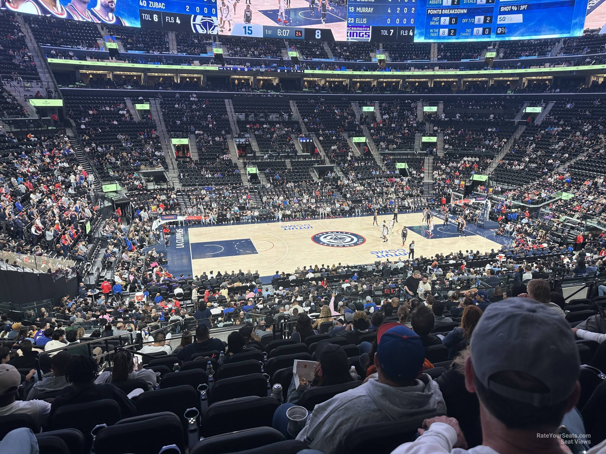 club 10, row 20 seat view  for basketball - intuit dome