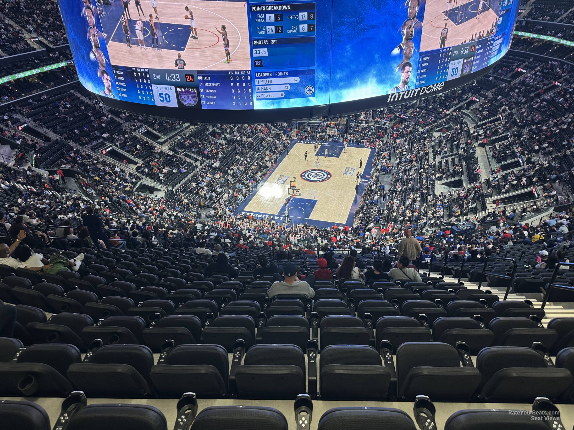 terrace wall 16, row 14 seat view  for basketball - intuit dome