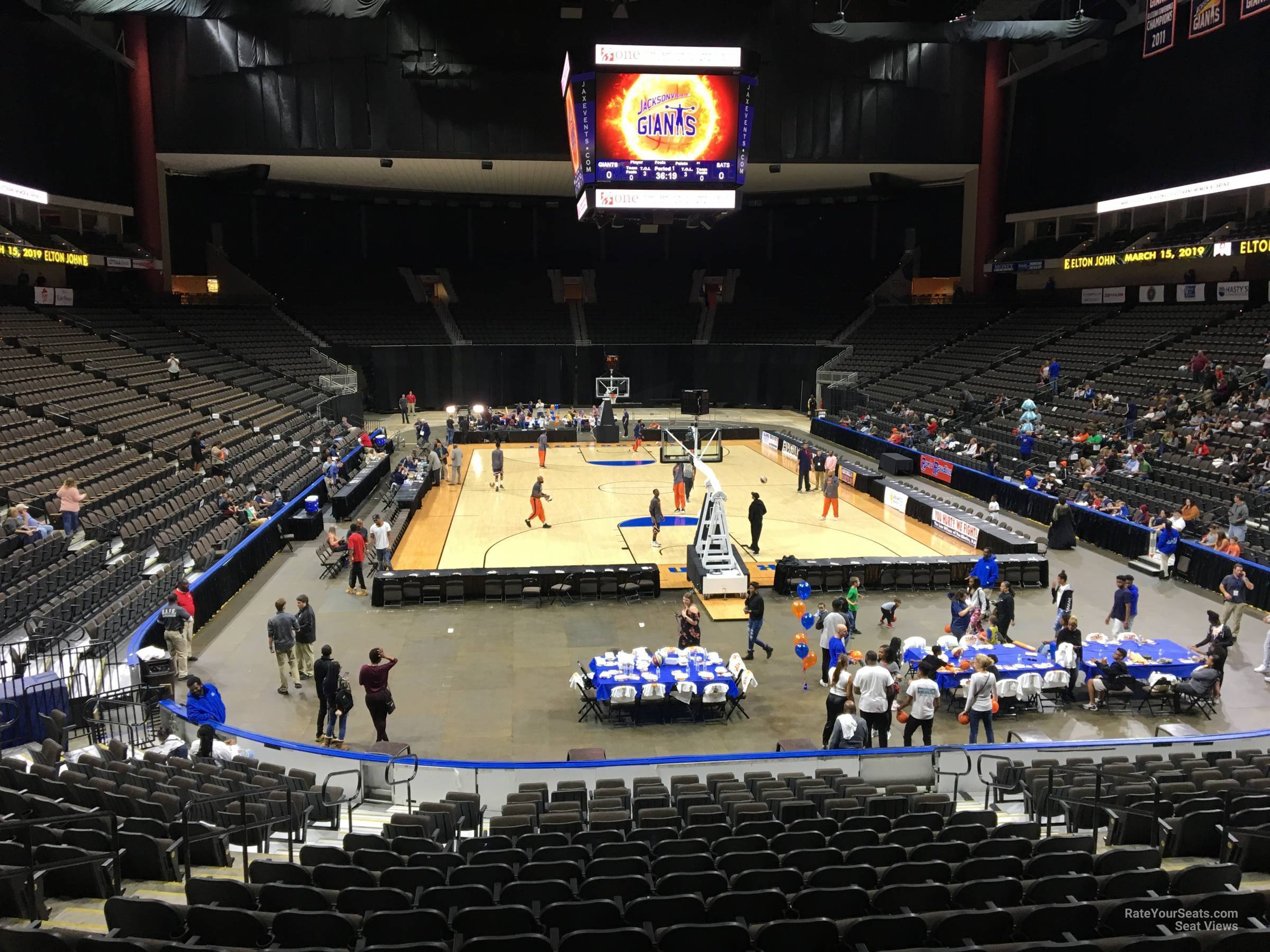 section 109, row s seat view  for basketball - vystar veterans memorial arena