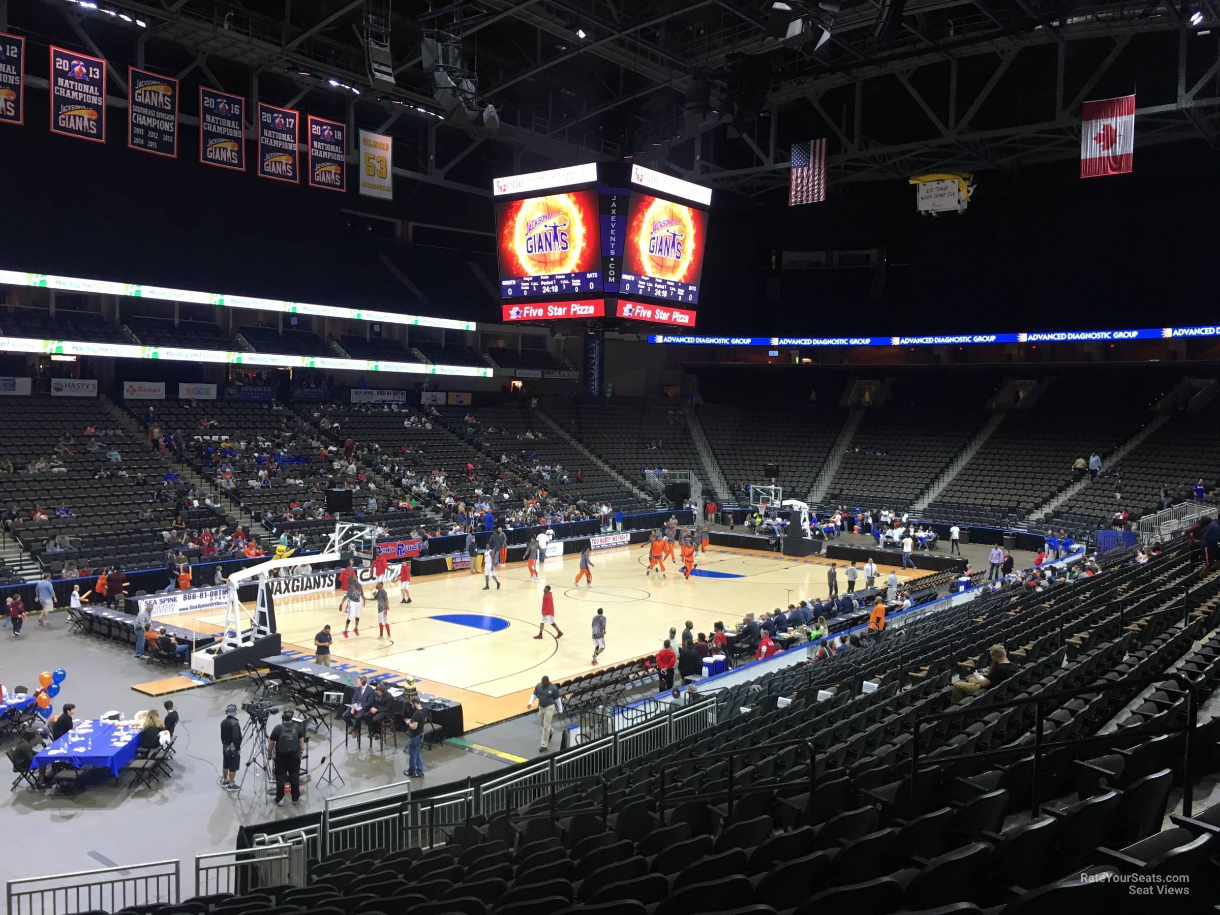 section 117, row v seat view  for basketball - vystar veterans memorial arena