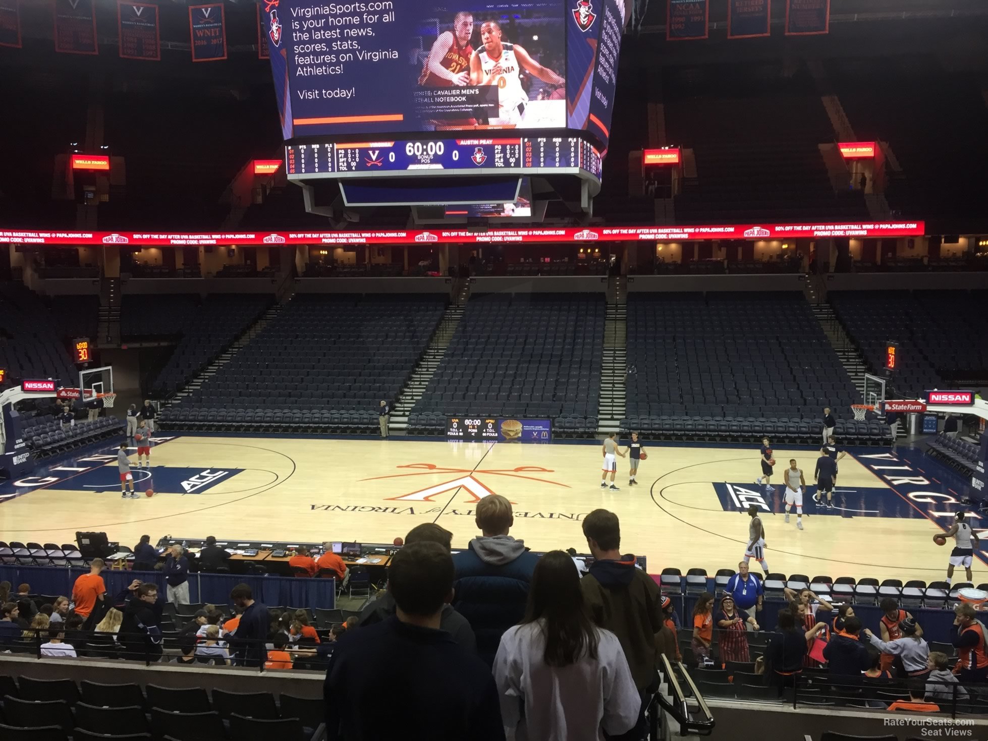 section 103, row v seat view  for basketball - john paul jones arena