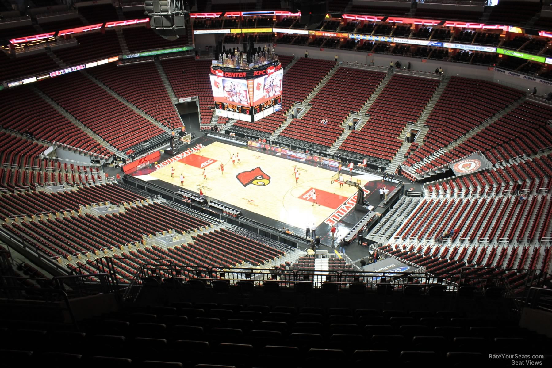 section 305, row r seat view  for basketball - kfc yum! center