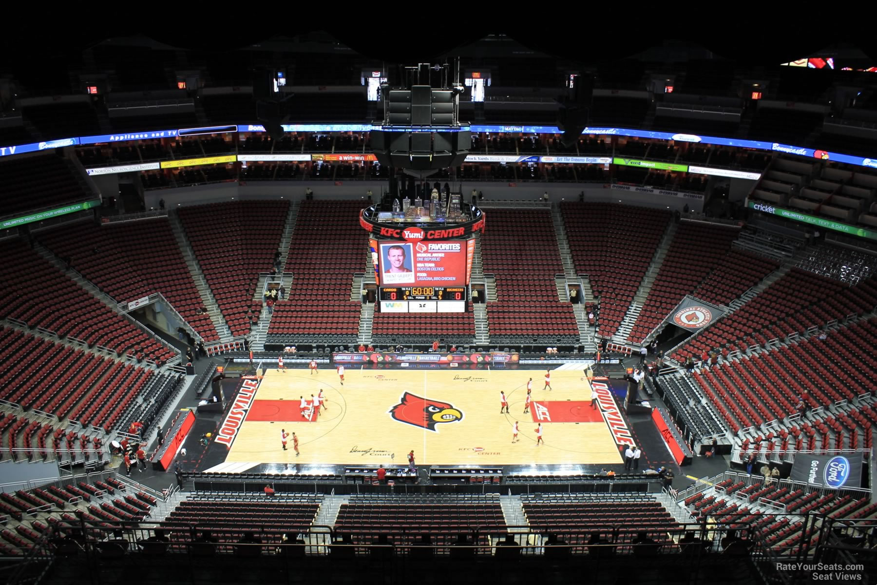section 308, row r seat view  for basketball - kfc yum! center