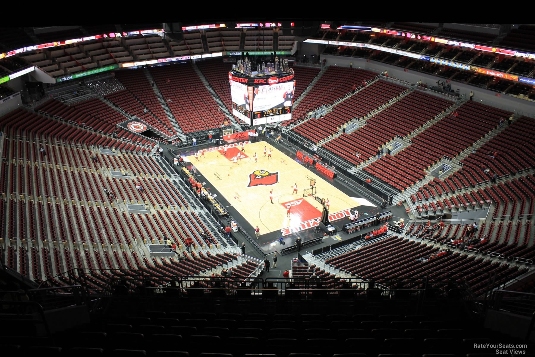 section 318, row r seat view  for basketball - kfc yum! center