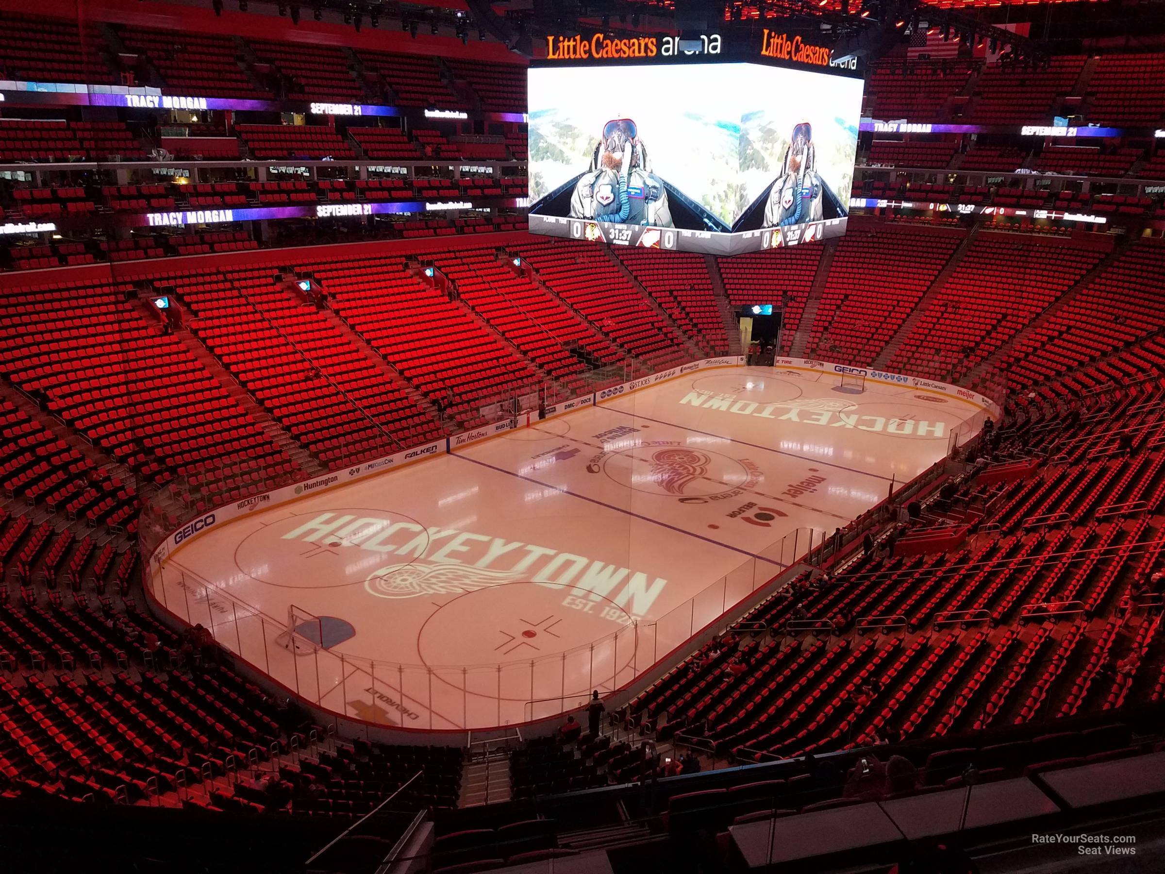 mezzanine 34, row 4 seat view  for hockey - little caesars arena