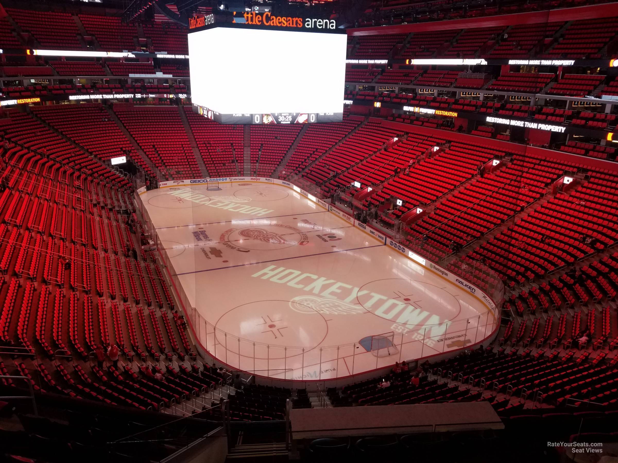 mezzanine 4, row 4 seat view  for hockey - little caesars arena