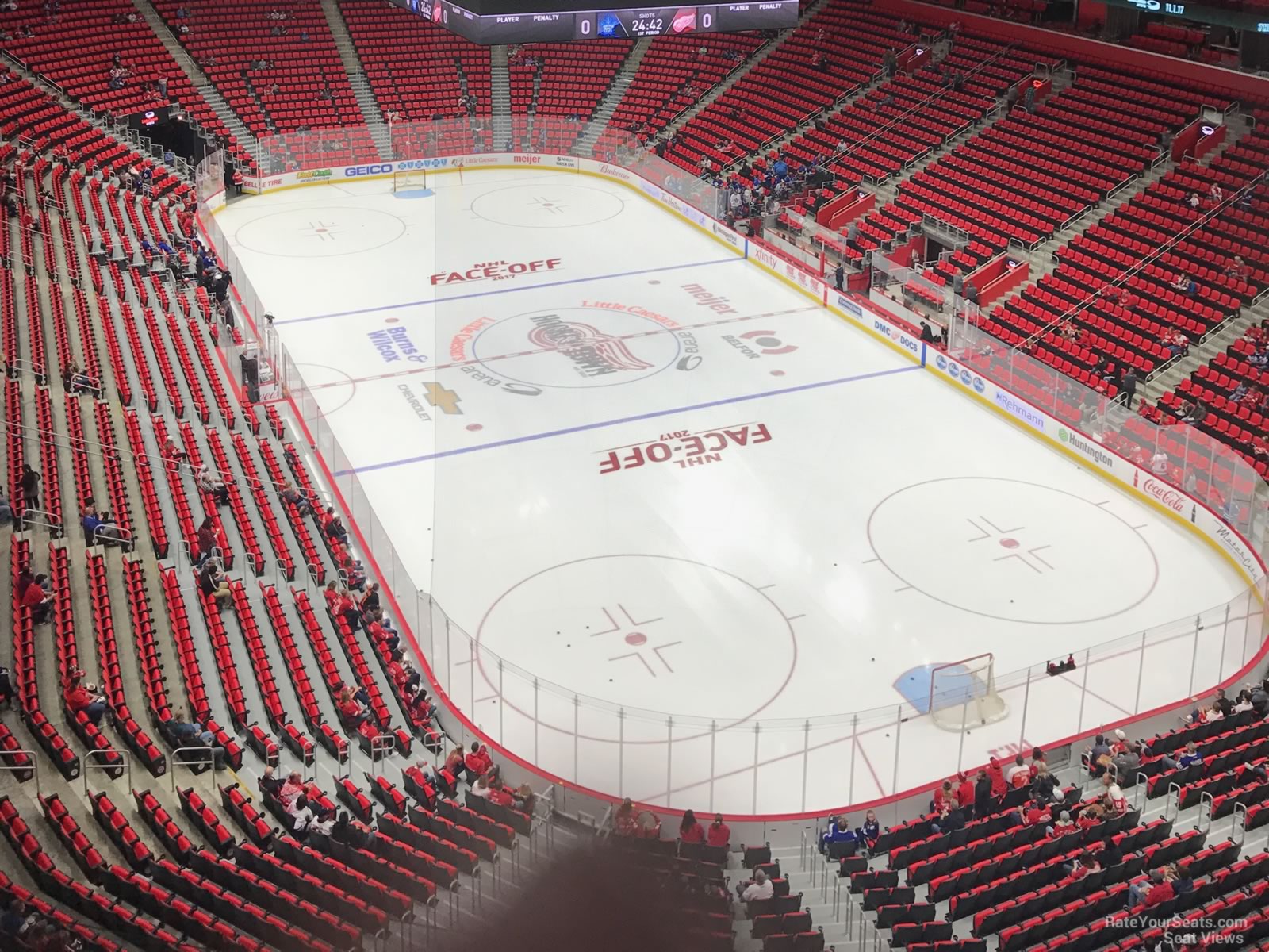 section 206, row 8 seat view  for hockey - little caesars arena