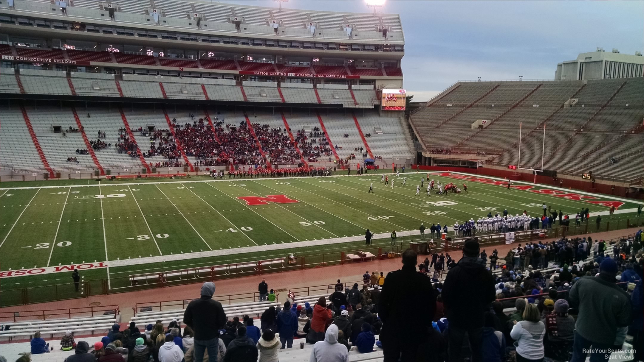 section 28, row 34 seat view  - memorial stadium (nebraska)