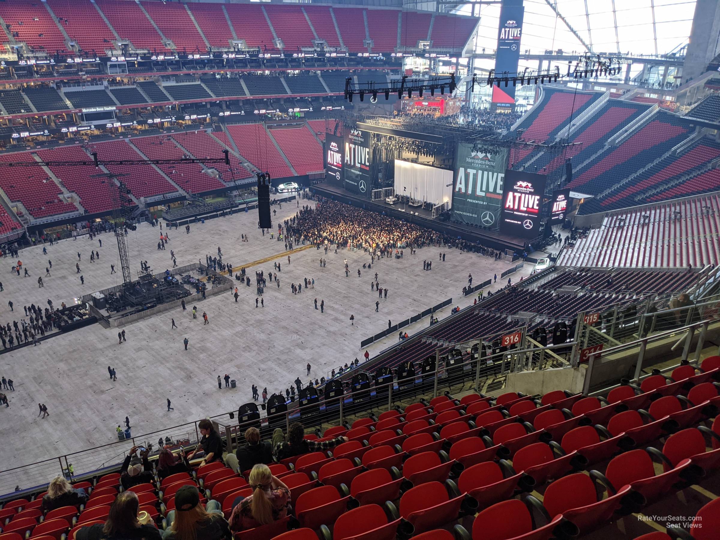 section 316, row 13 seat view  for concert - mercedes-benz stadium