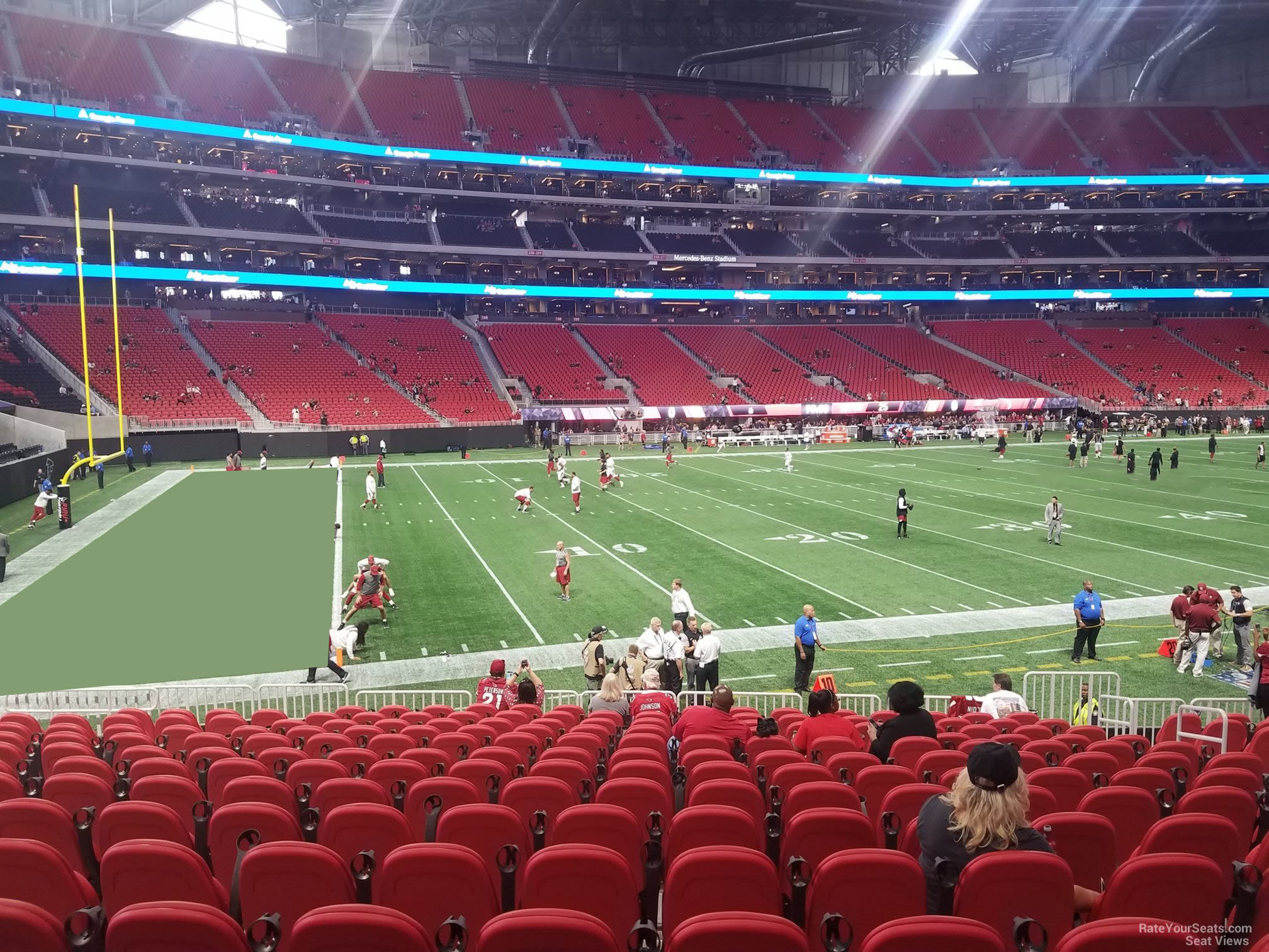 section 132, row 15 seat view  for football - mercedes-benz stadium