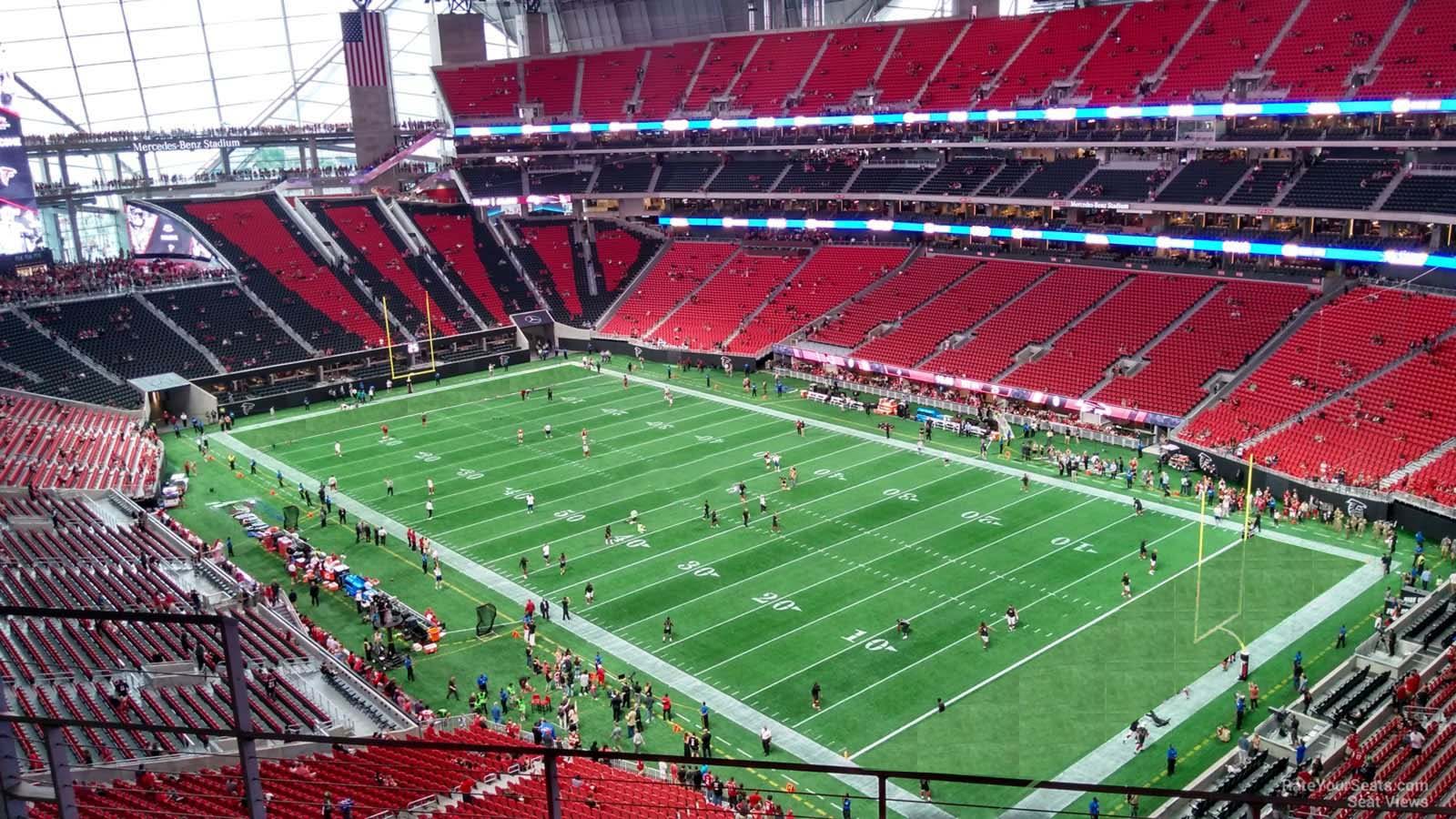 section 332, row 4 seat view  for football - mercedes-benz stadium