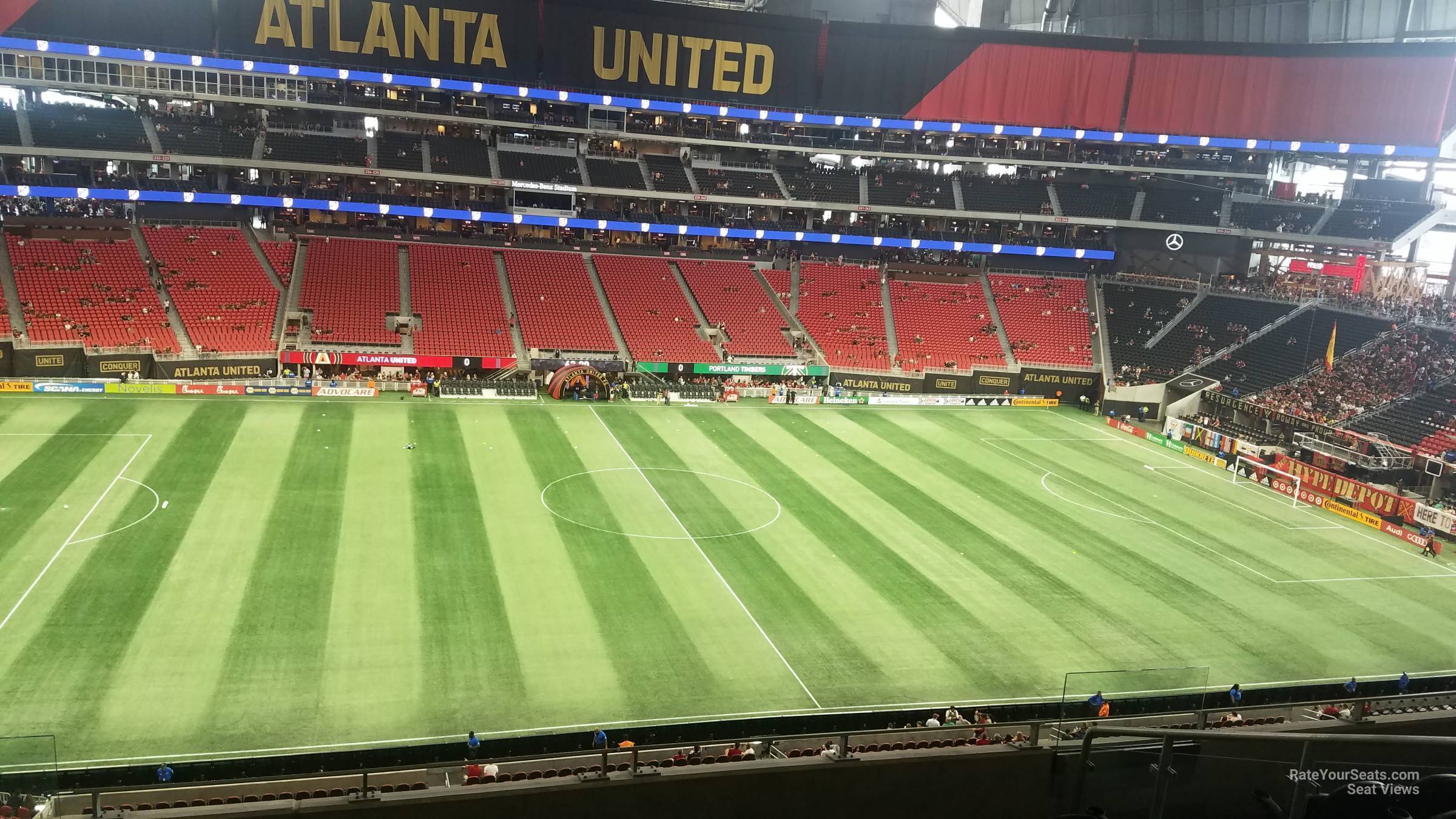section 213, row 9 seat view  for soccer - mercedes-benz stadium