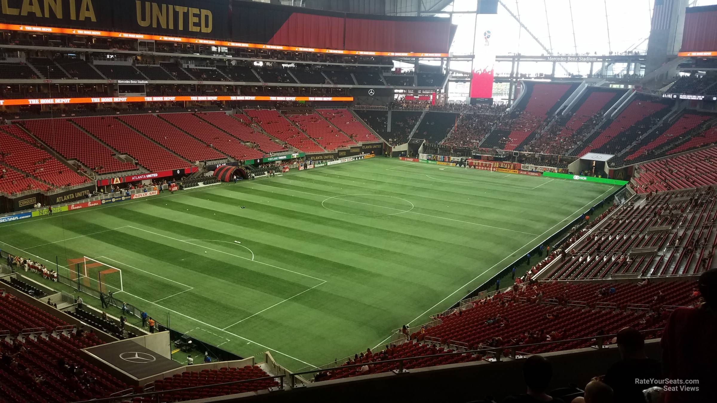 section 219, row 9 seat view  for soccer - mercedes-benz stadium