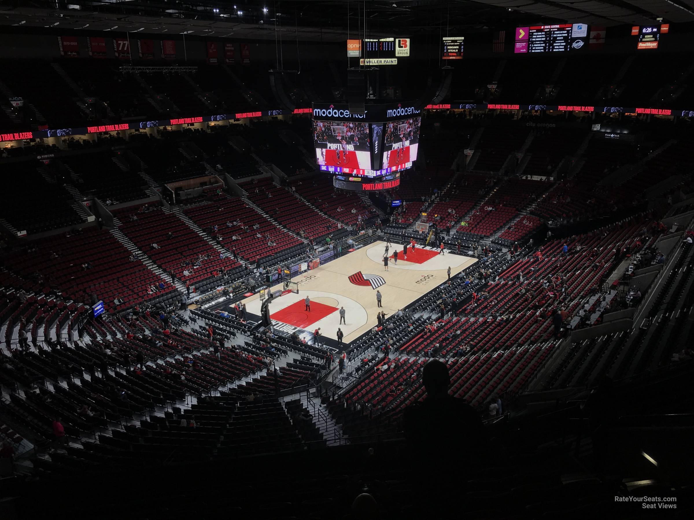 section 323, row l seat view  for basketball - moda center (rose garden)