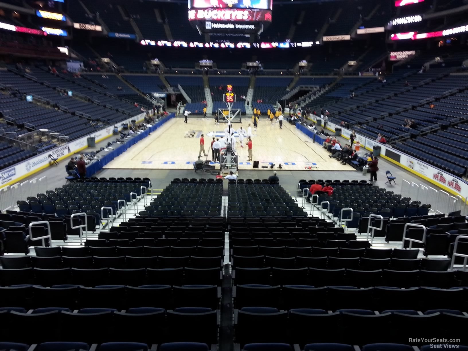 section 109, row q seat view  for basketball - nationwide arena