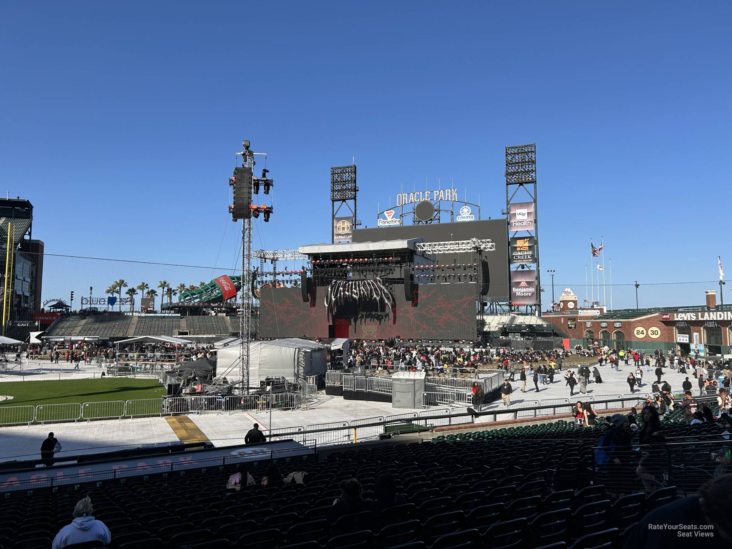 section 108, row 20 seat view for concert - oracle park