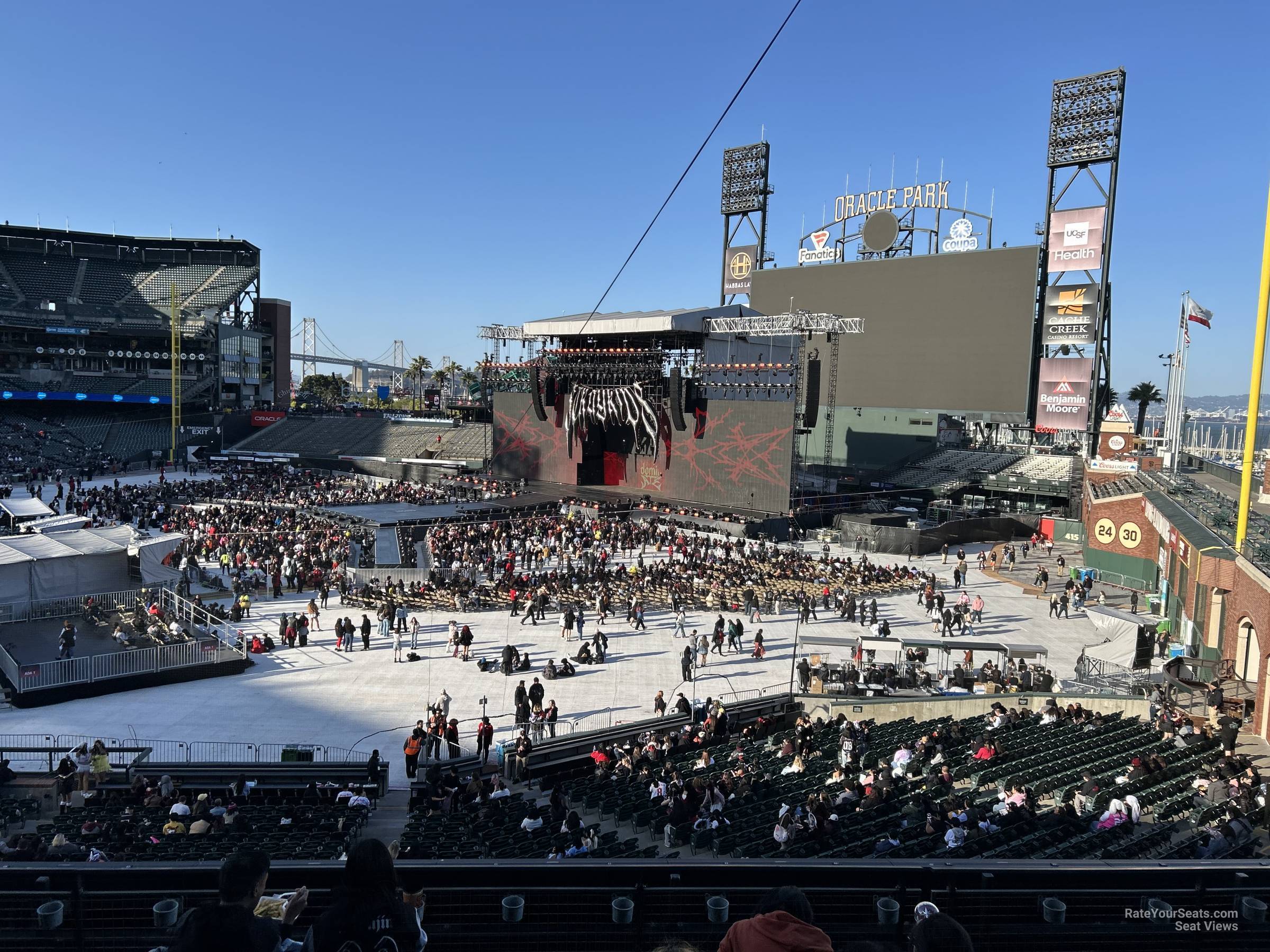 section 203, row e seat view for concert - oracle park