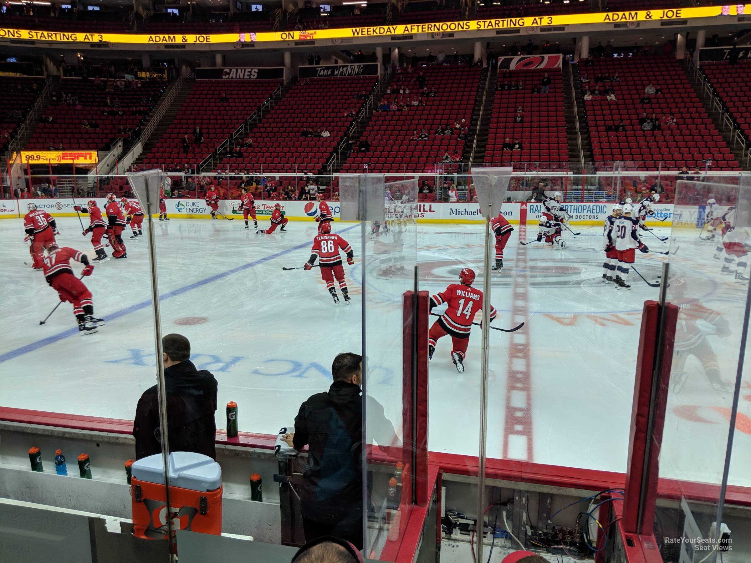 section 104, row e seat view  for hockey - pnc arena