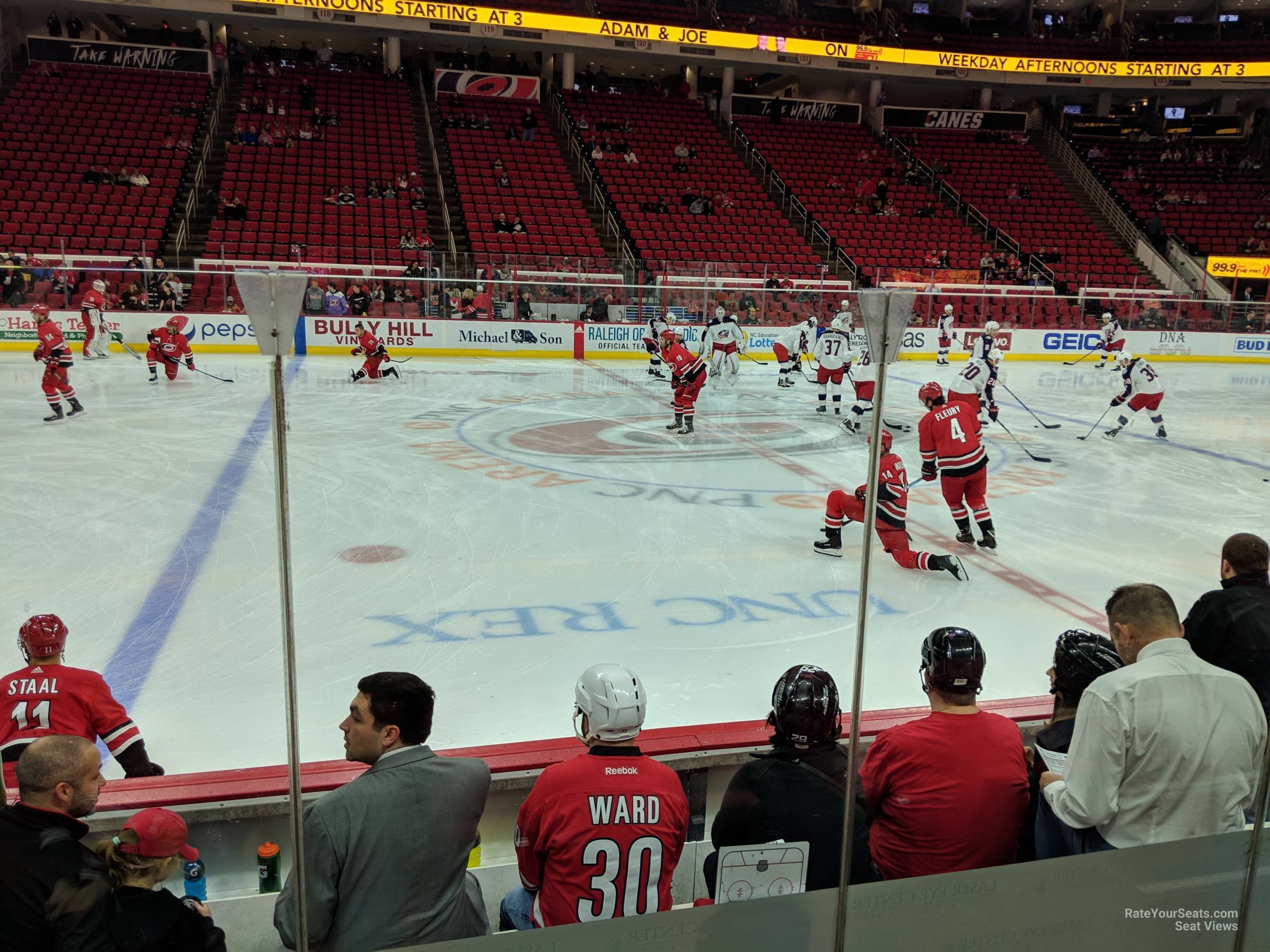 section 105, row e seat view  for hockey - pnc arena
